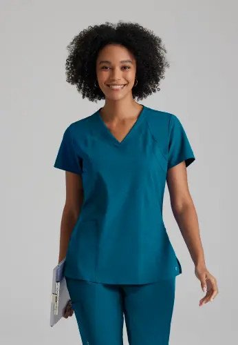 Barco One Racer Scrub Top: Eco-Friendly Professional Comfort for Healthcare Heroes Bahama Blue XXS