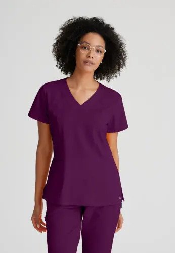 Barco One Racer Scrub Top: Eco-Friendly Professional Comfort for Healthcare Heroes Wine XXS