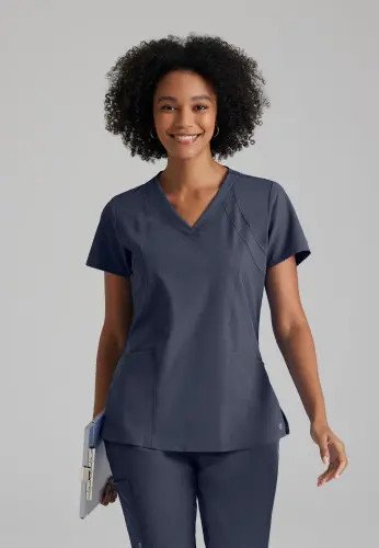 Barco One Racer Scrub Top: Eco-Friendly Professional Comfort for Healthcare Heroes Steel XXS