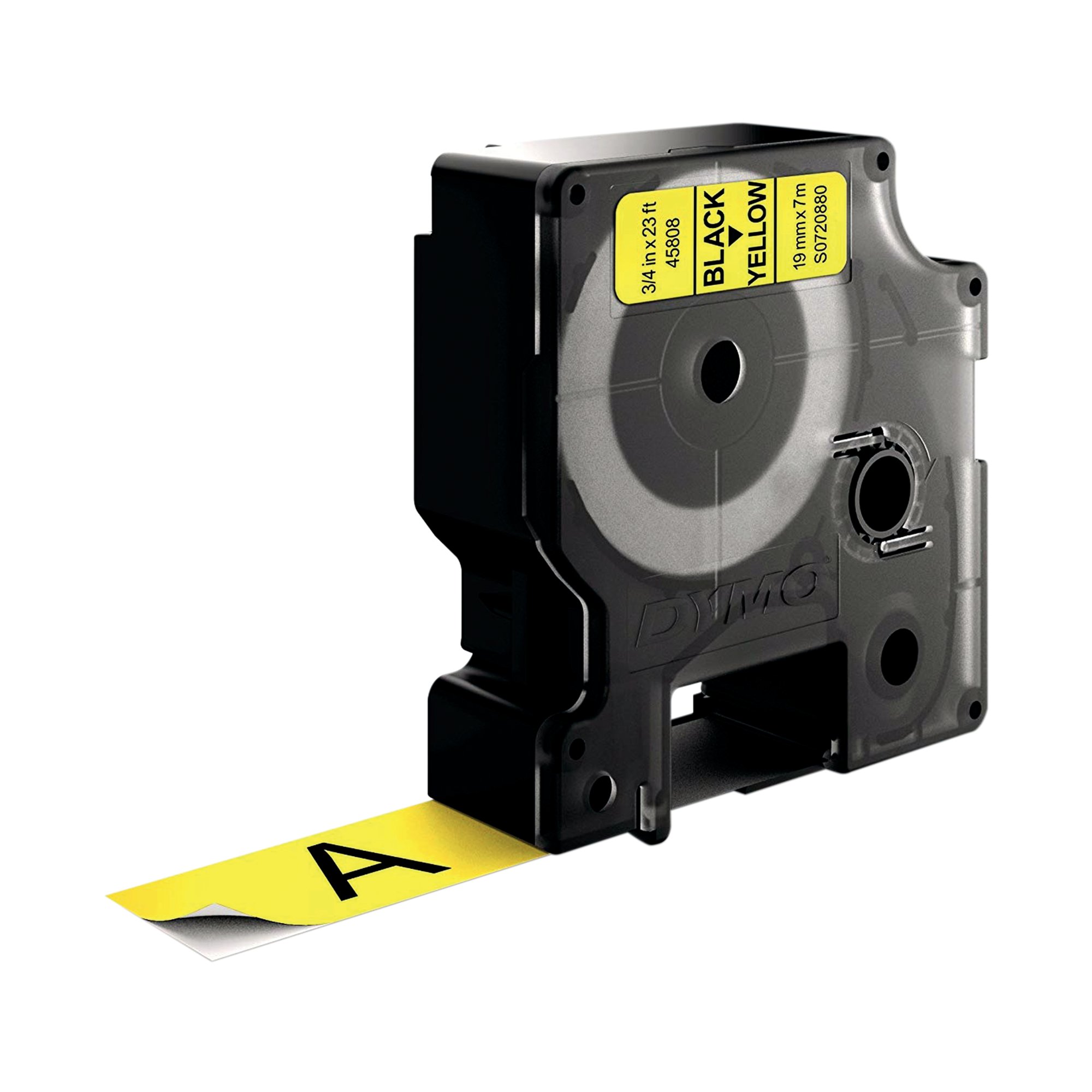 Dymo 45808 D1 LabelMaker Tape 19mm x 7m Black on Yellow S0720880