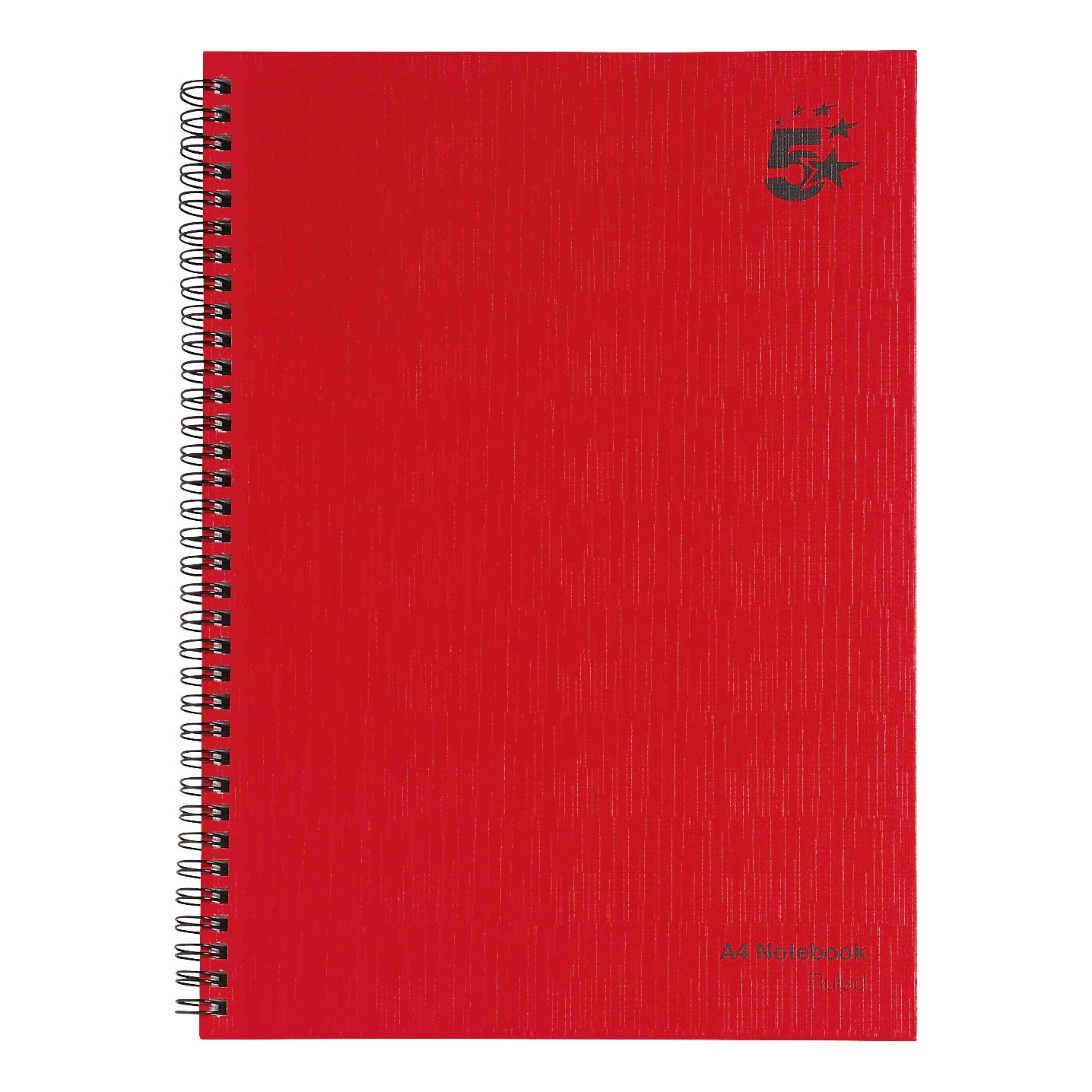 5 Star Wirebound Notebook Ruled 70gsm 160 Page A4 Red (Pack of 5) 912912