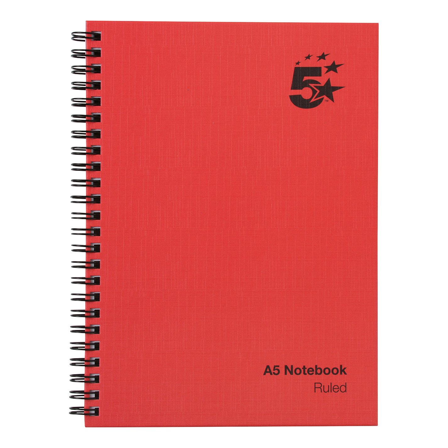 5 Star Wirebound Notebook Ruled 70gsm 160 Page A5 Red (Pack of 5) 912939
