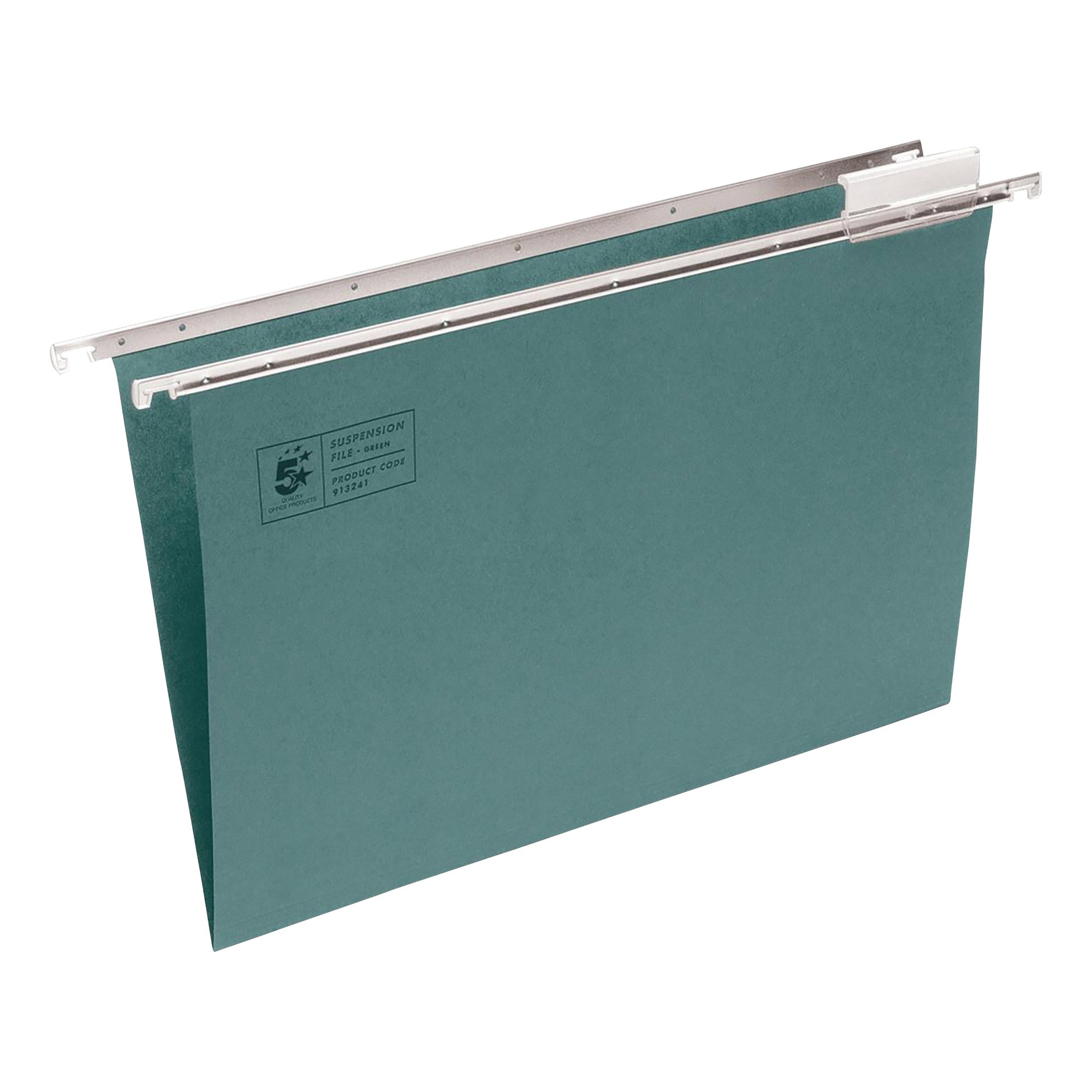 5 Star Suspension File with Tabs and Inserts Manilla 15mm V-base 180gsm A4 Green (Pack of 50) 913241