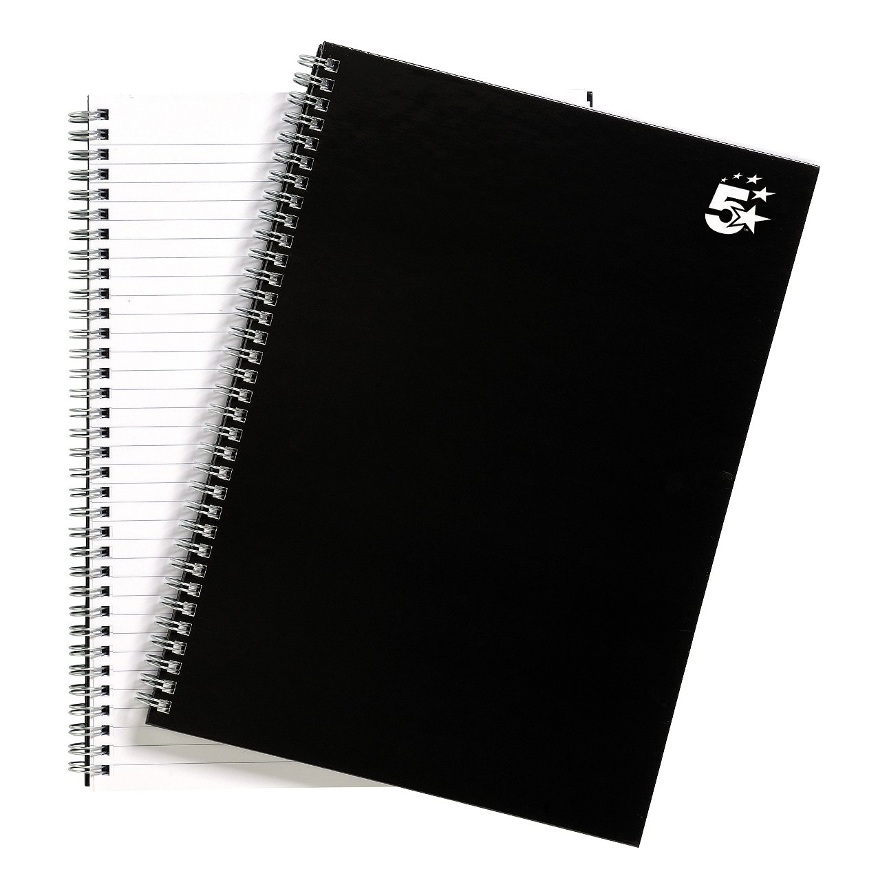 5 Star Wirebound Notebook Ruled 80gsm 140 Page A4 Black (Pack of 5) 930264