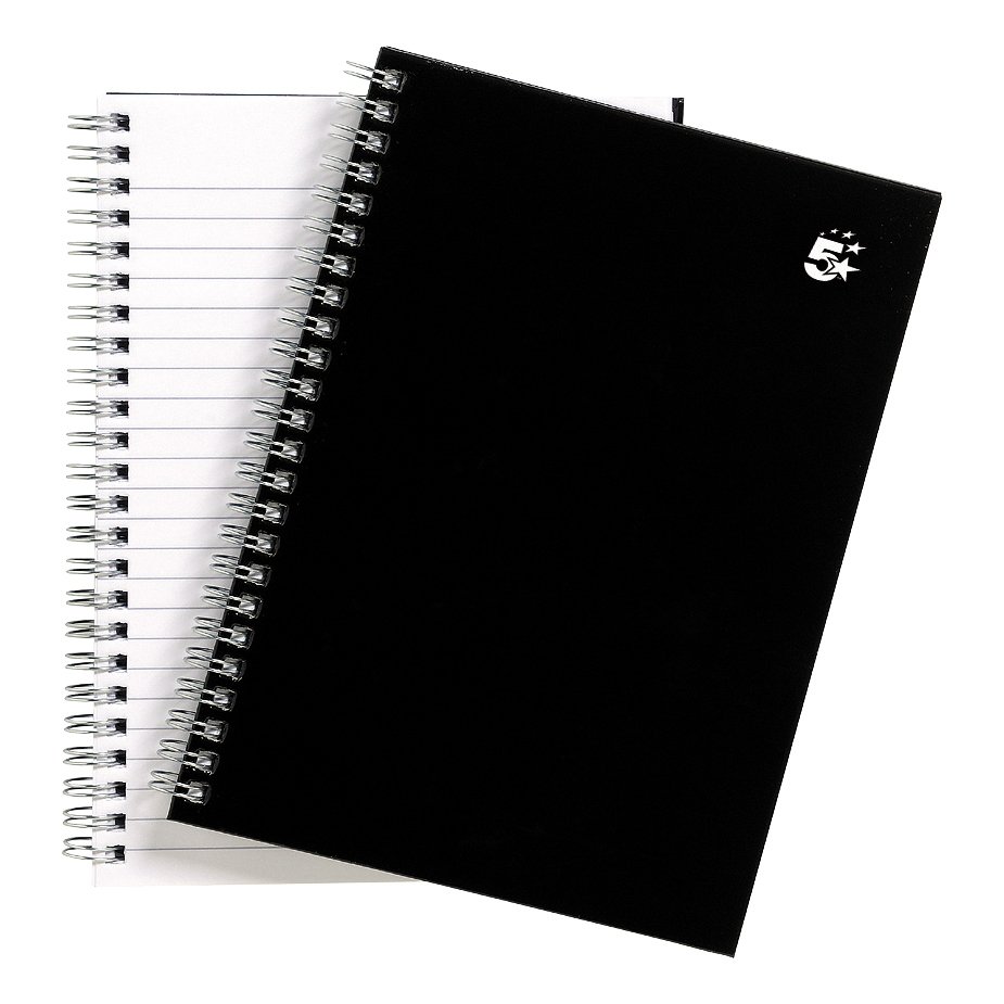 5 Star Wirebound Notebook Ruled 80gsm 140 Page A5 Black (Pack of 5) 930272