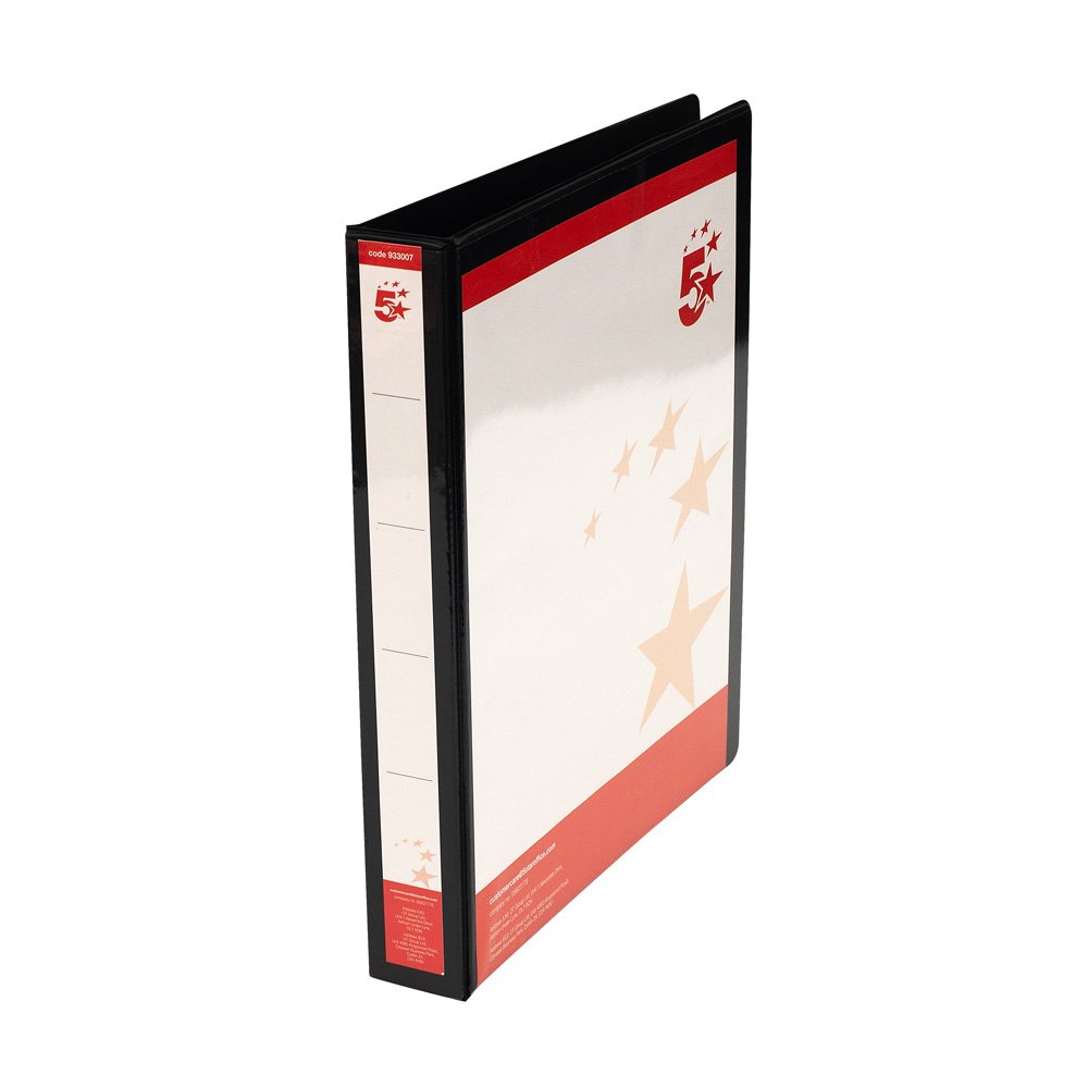 5 Star 4D-Ring Presentation Ring Binder A4 Polypropylene 25mm Black (Pack of 10) 933007