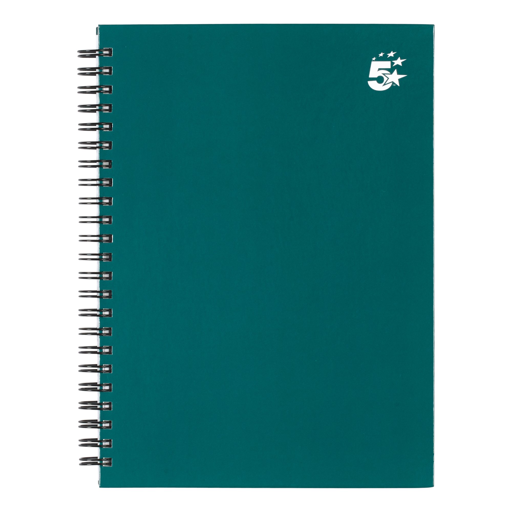 5 Star Wirebound Hardback Notebook Ruled A5 140 Page Teal (Pack of 5) 943453