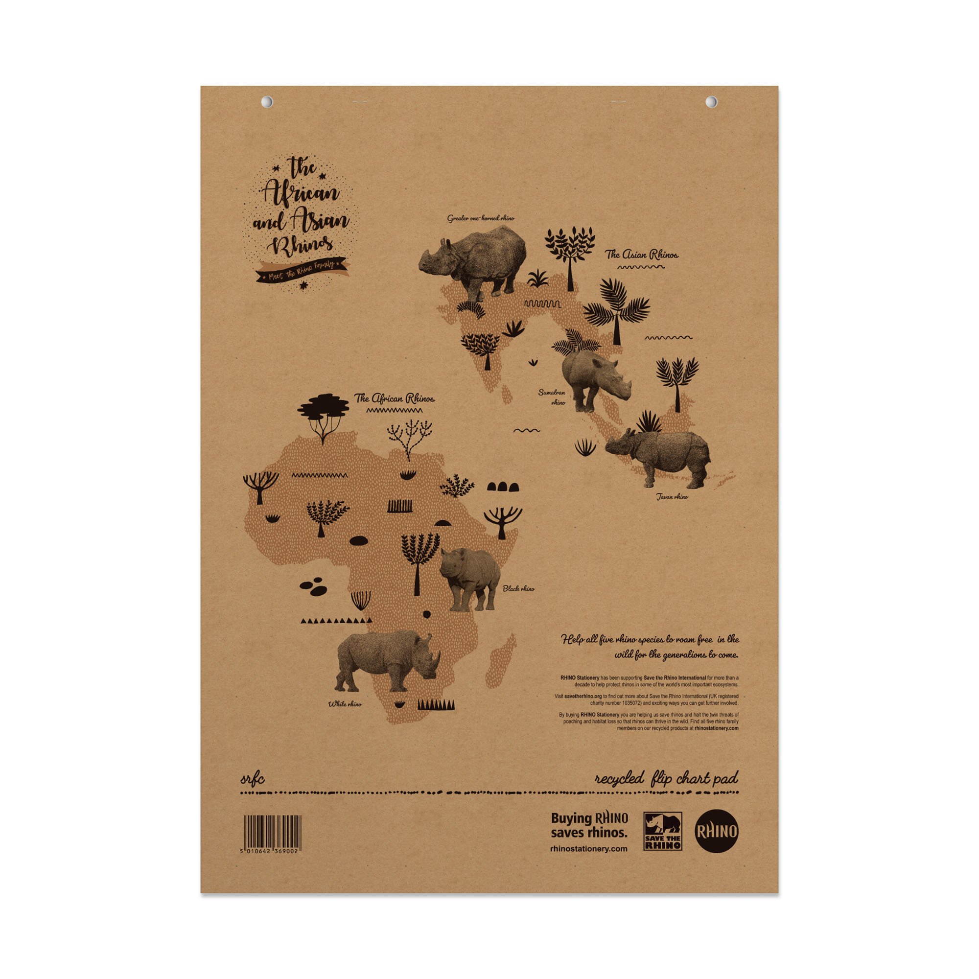 Rhino Recycled Flipchart Pad 20mm Sqd/Plain A1 Pack of 5 SRFC-4 CTN