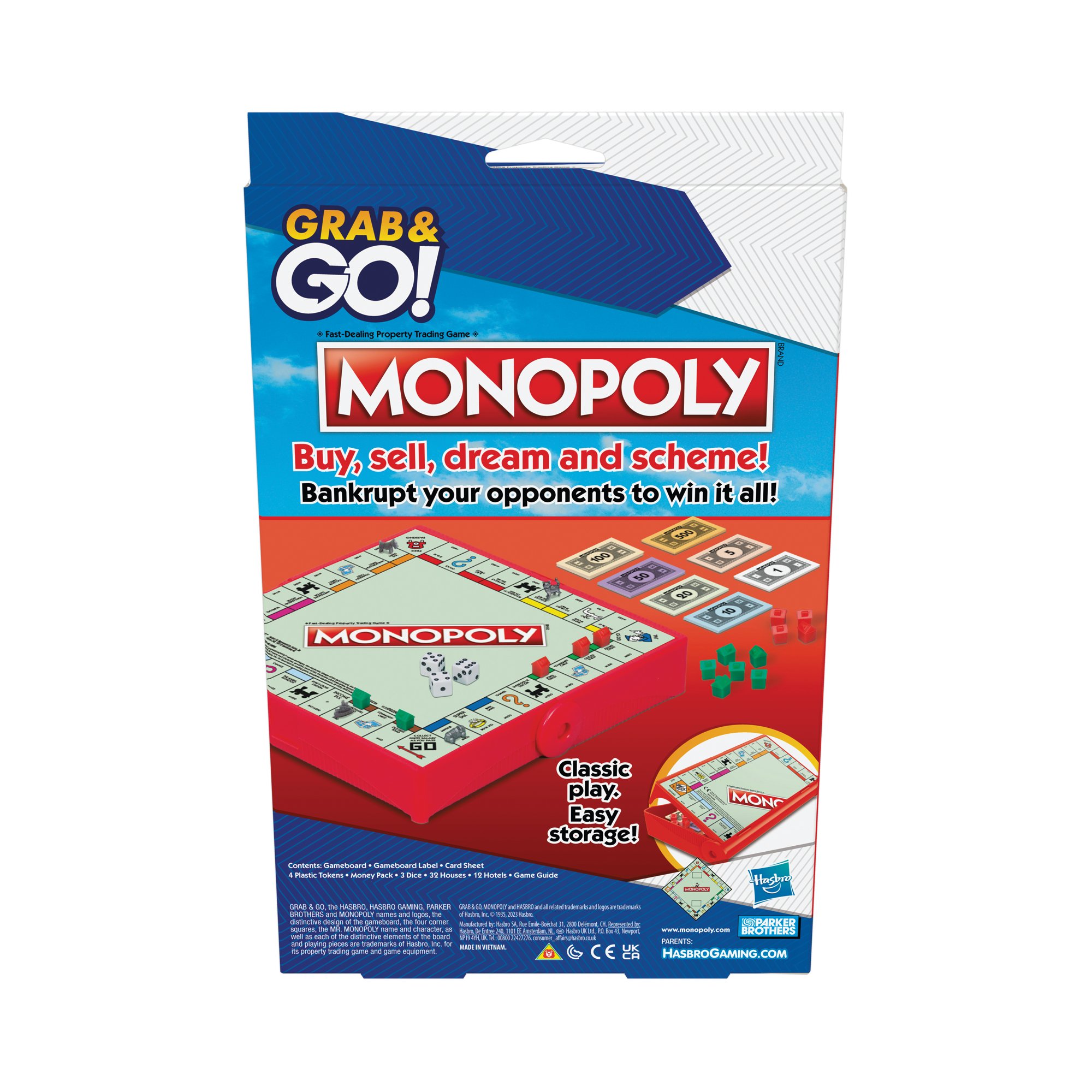 Hasbro Monopoly Grab and Go Portable Game 285 F8256