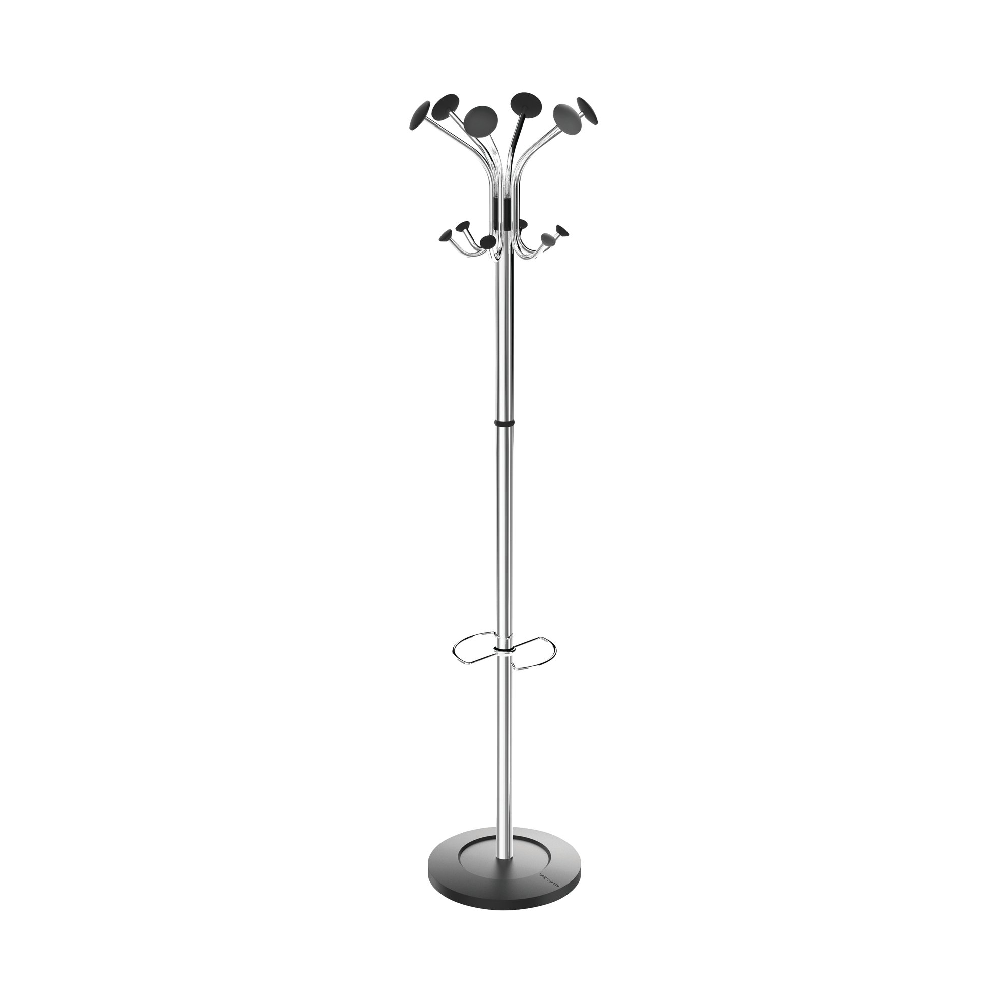 Alba Chromy Coat Stand 350x350x1790mm Chrome/Black PMCLASS