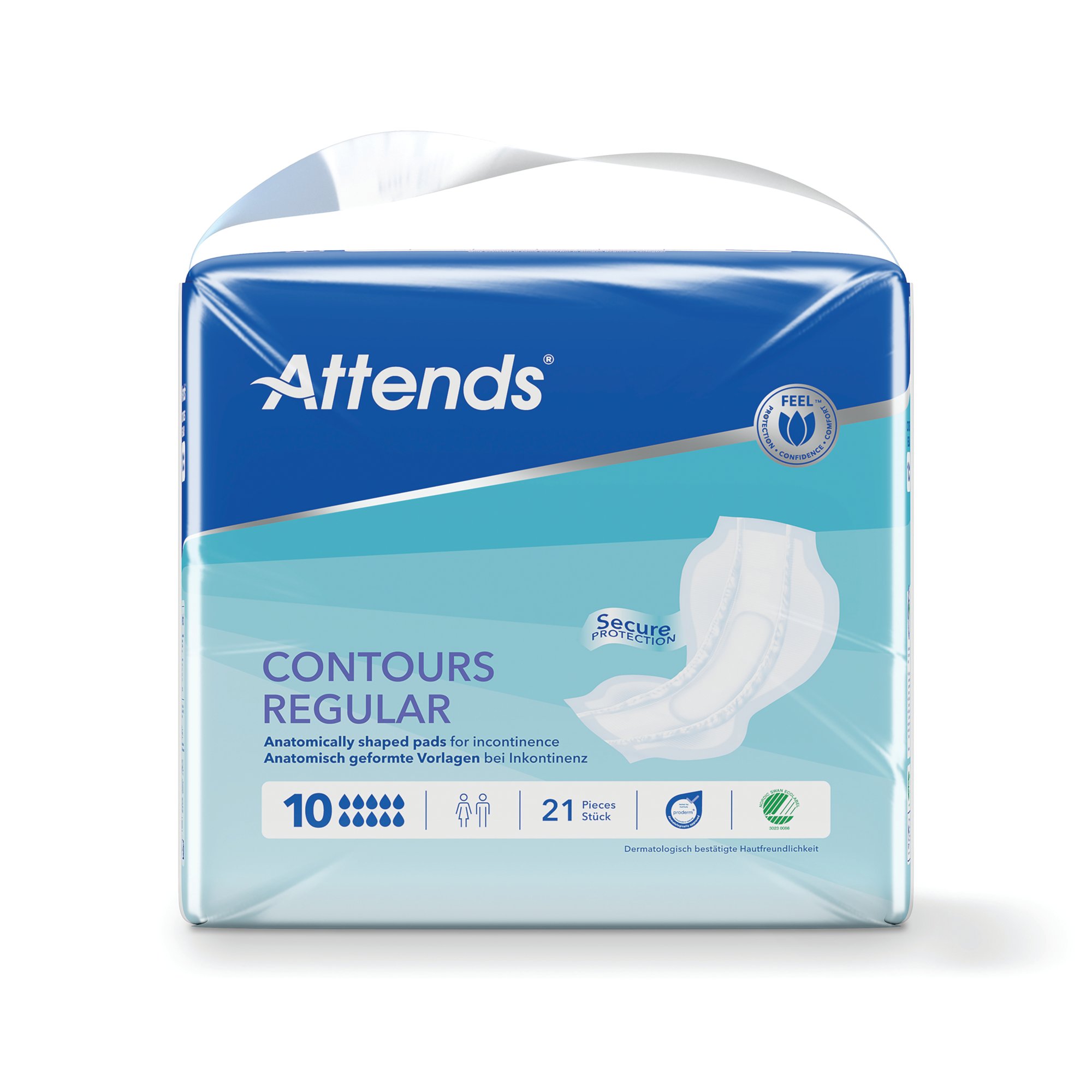 Attends Contours Incontinence Pads Size 10 Regular Pack of 21 205532