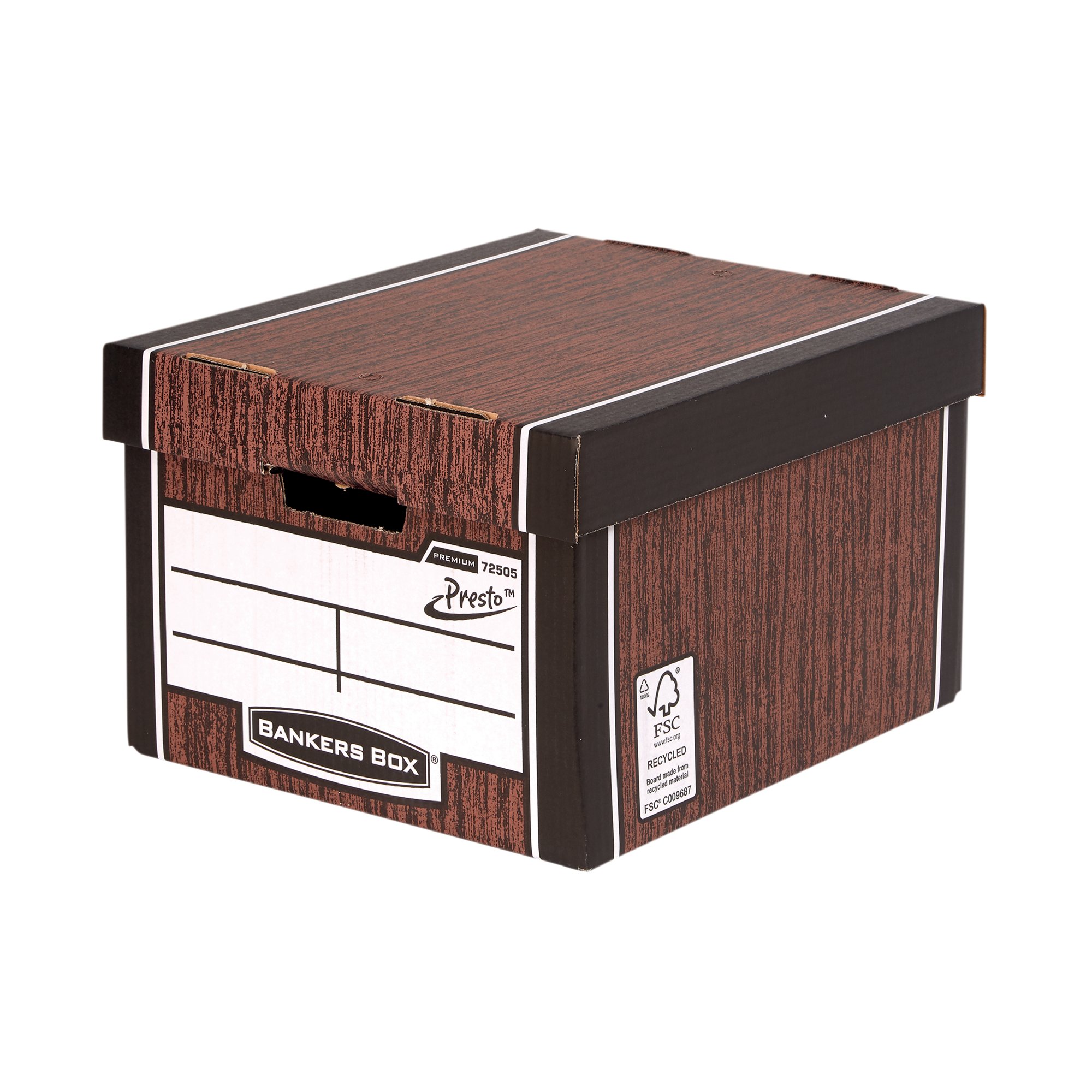 Bankers Box Premium Presto Storage Box Woodgrain (Pack of 10) 7250501
