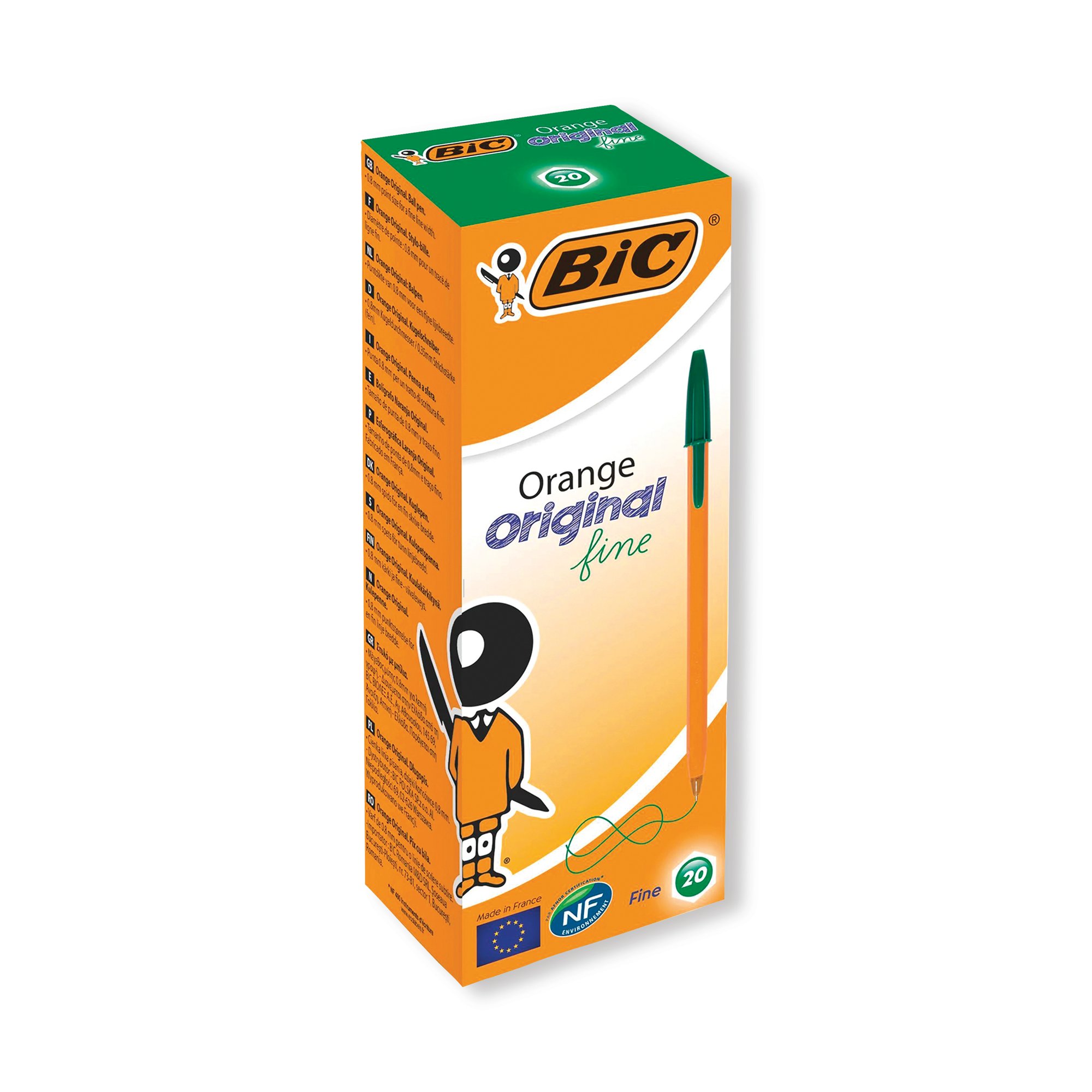 Bic Orange Fine Ballpoint Pen Green (Pack of 20) 1199110113