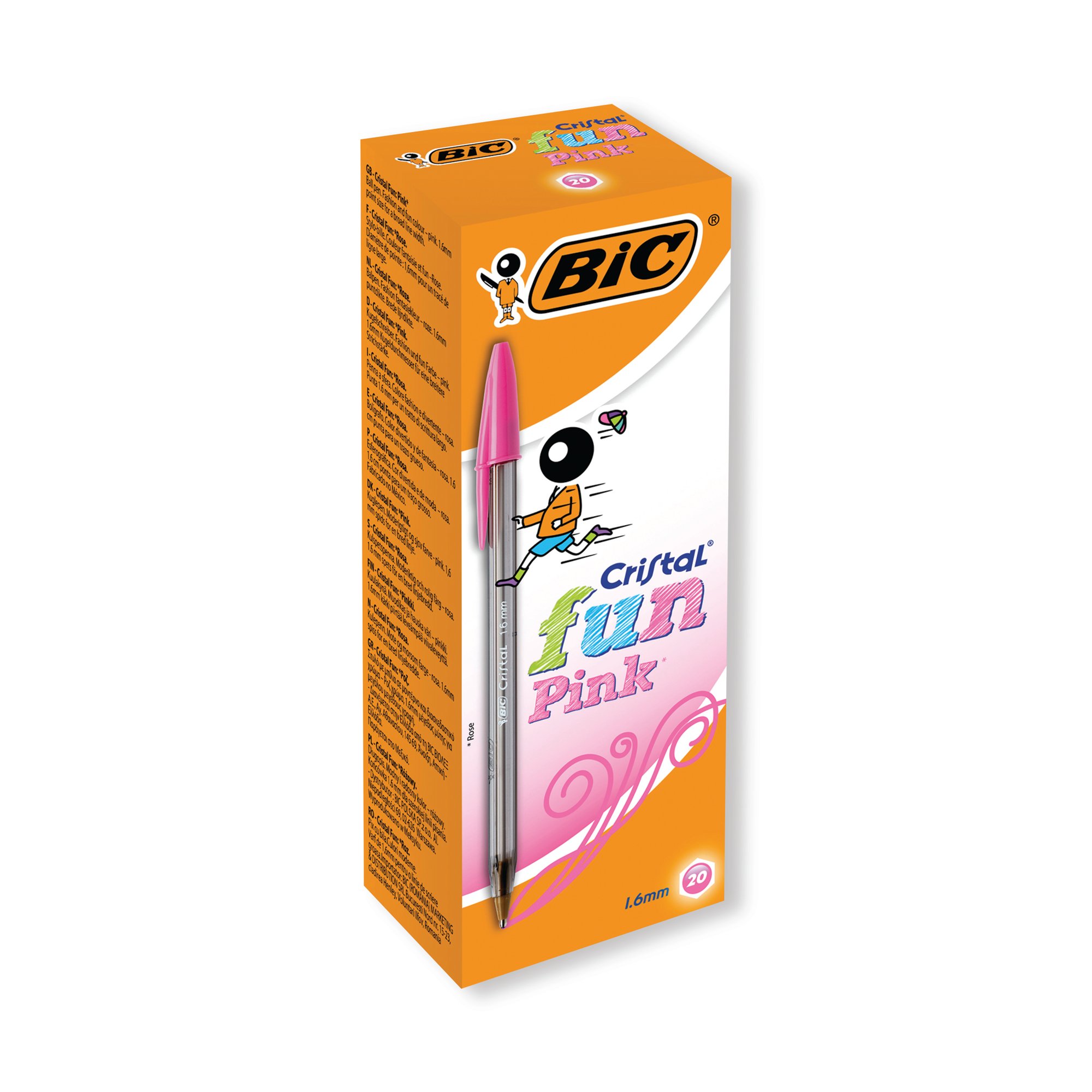 Bic Cristal Fun Ballpoint Pen 1.6mm Line Width Pink (Pack of 20) 929056