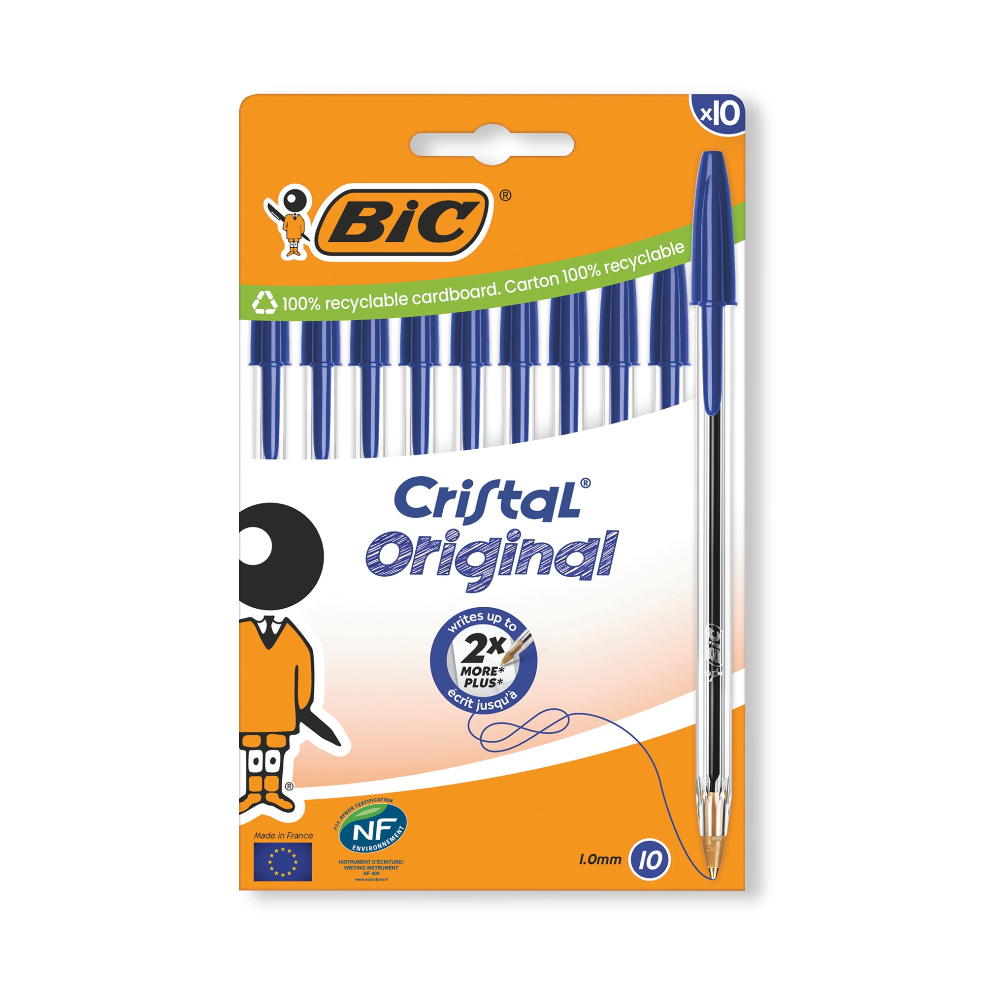 Bic Cristal Ballpoint Pen Medium Blue (Pack of 10) 516352