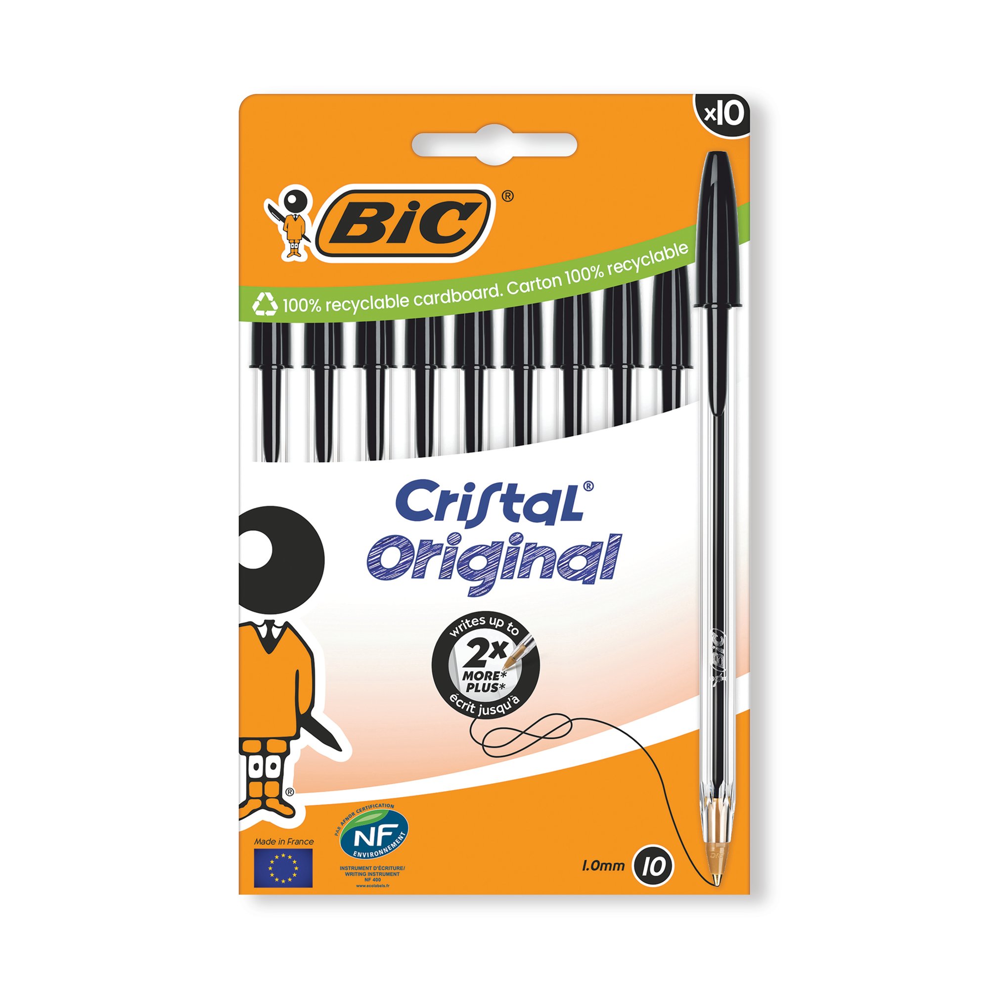 Bic Cristal Ballpoint Pen Medium Black (Pack of 10) 516353