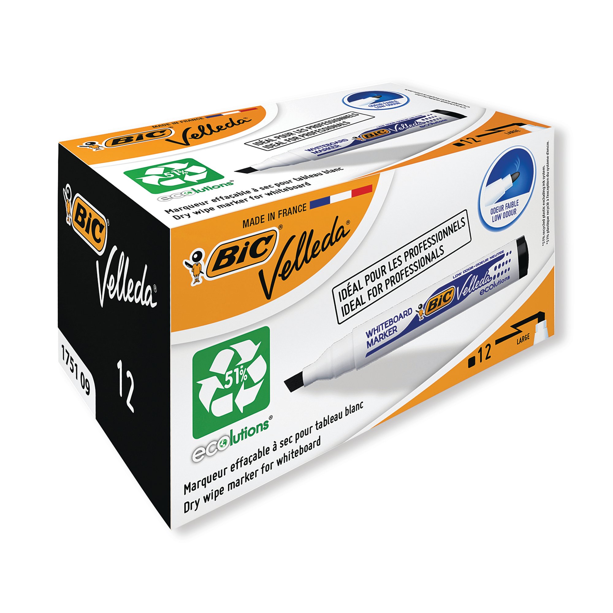 Bic Velleda 1751 Drywipe Marker Black (Pack of 12) 904946