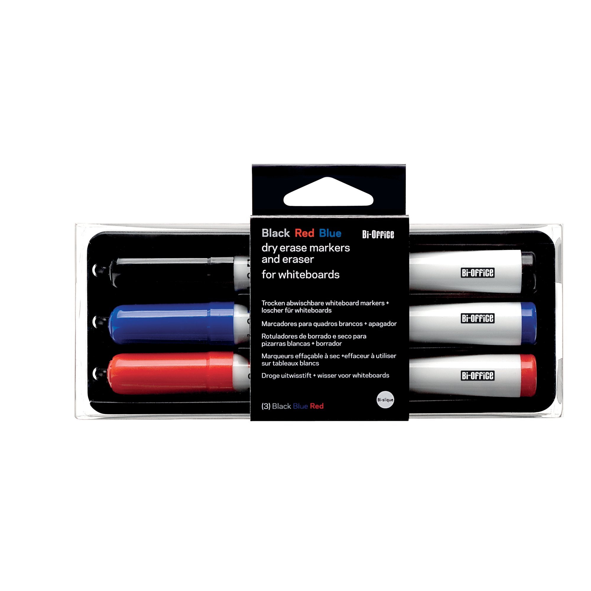 Bi-Office Pen Holder with Eraser and 3 Drywipe Markers AA0106