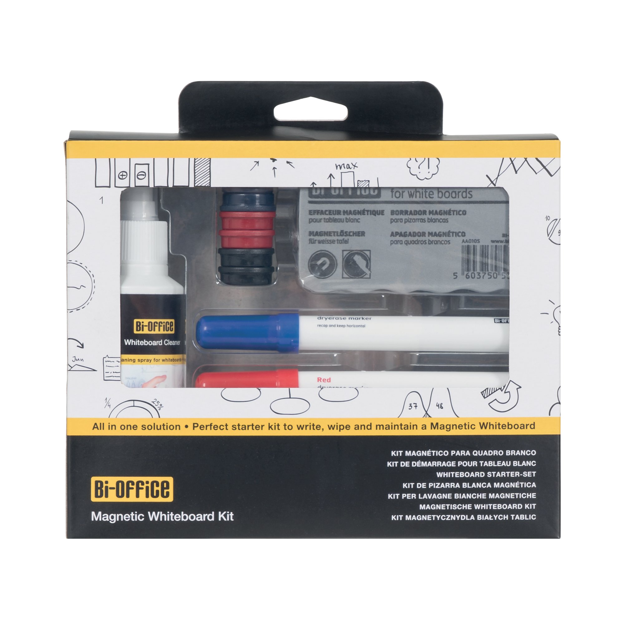 Bi-Office Drywipe Magnetic Whiteboard Kit KT1010