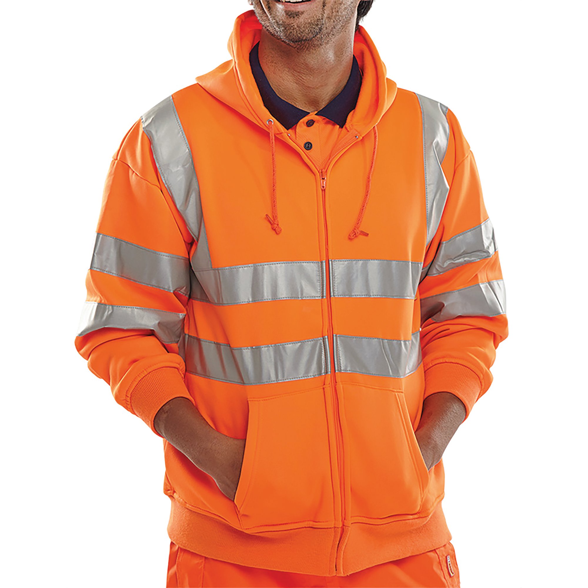 Beeswift Zip Up Hooded High Visibility Sweatshirt Orange S BSHSSENORS