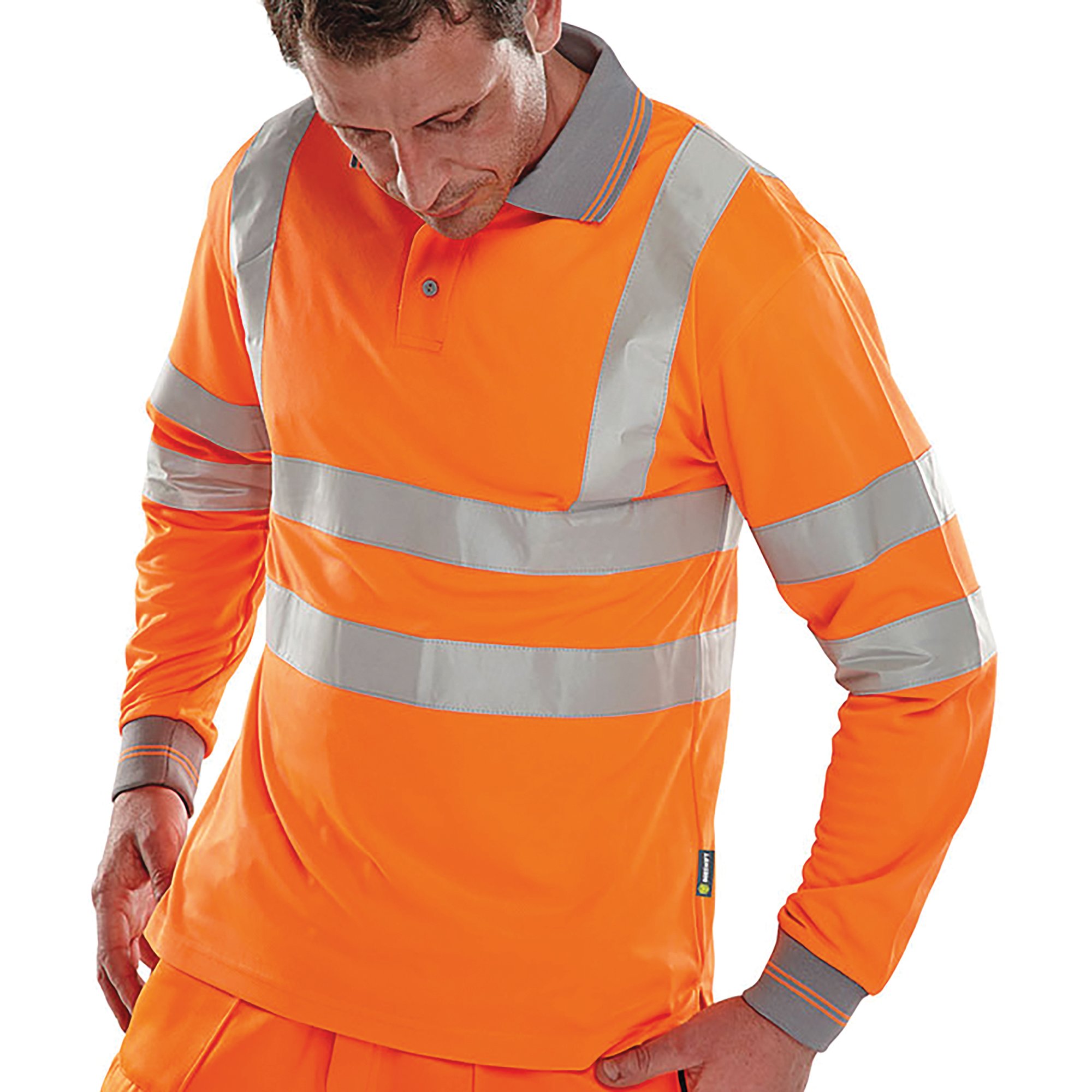 Beeswift Hi Vis Long Sleeve Polo Shirt Orange Large BPKSLSENORL