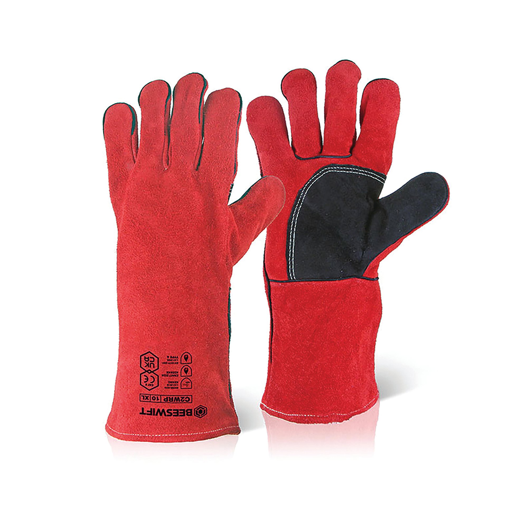 Beeswift Welders Gauntlet with Reinforced Palm 14 Inch Red (Pack of 10) C2WRPN