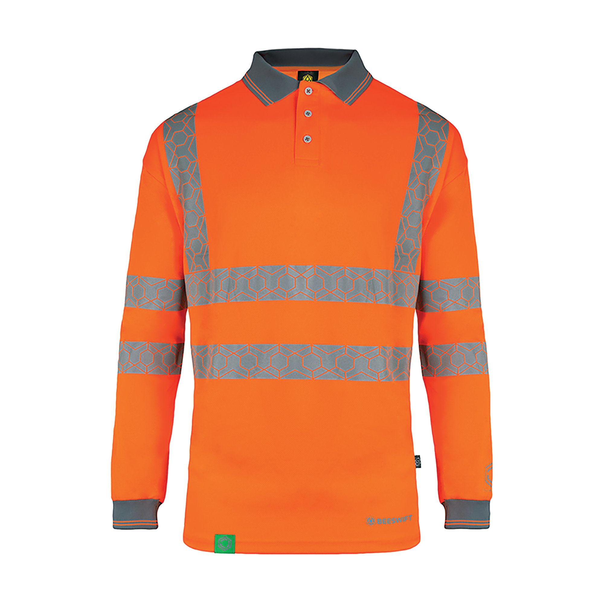 Beeswift Envirowear High Visibility Long Sleeve Polo Shirt Orange 2XL EWCPKLSOR2XL