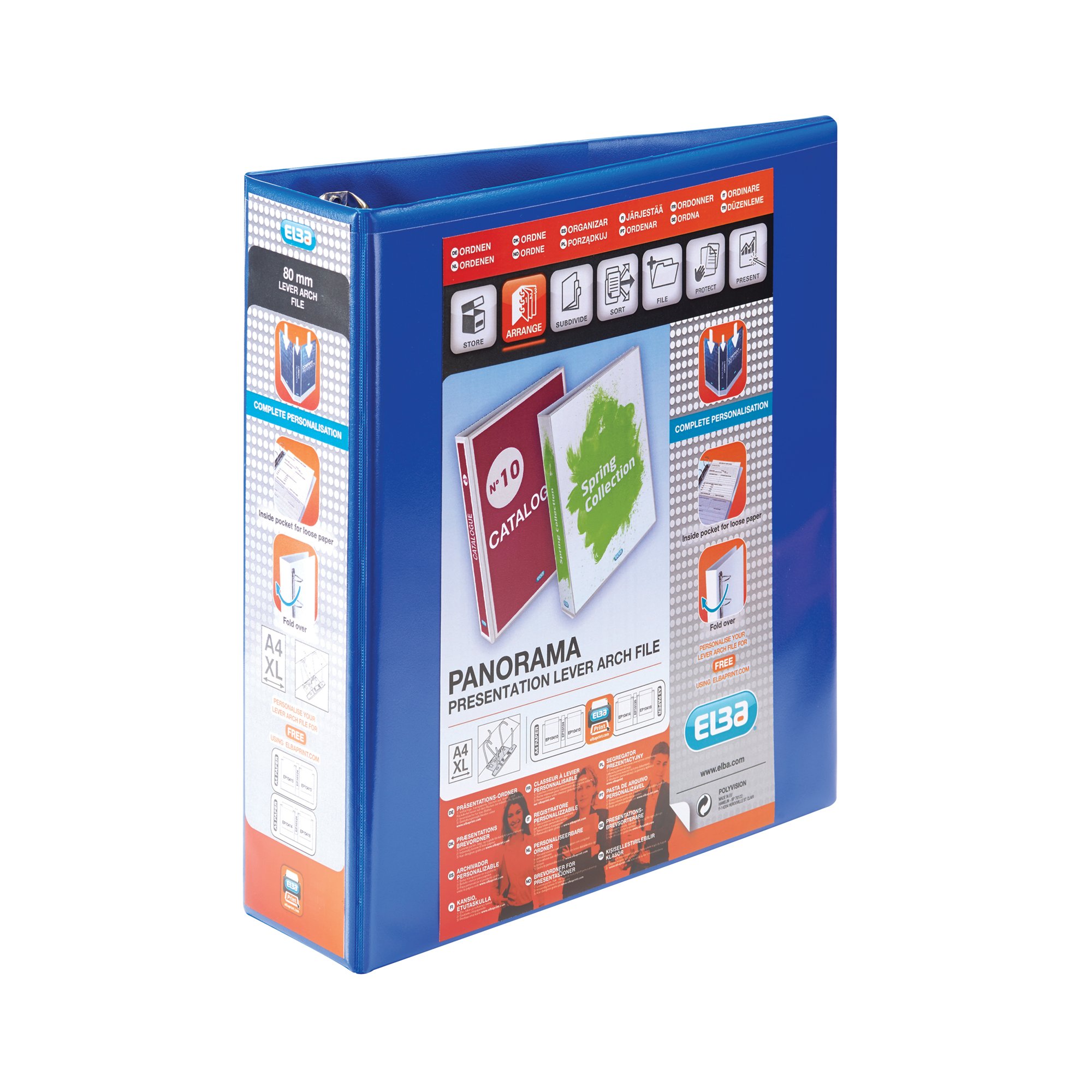 Elba Panorama 65mm Lever Arch File A4 Blue Pack of 5 400008438