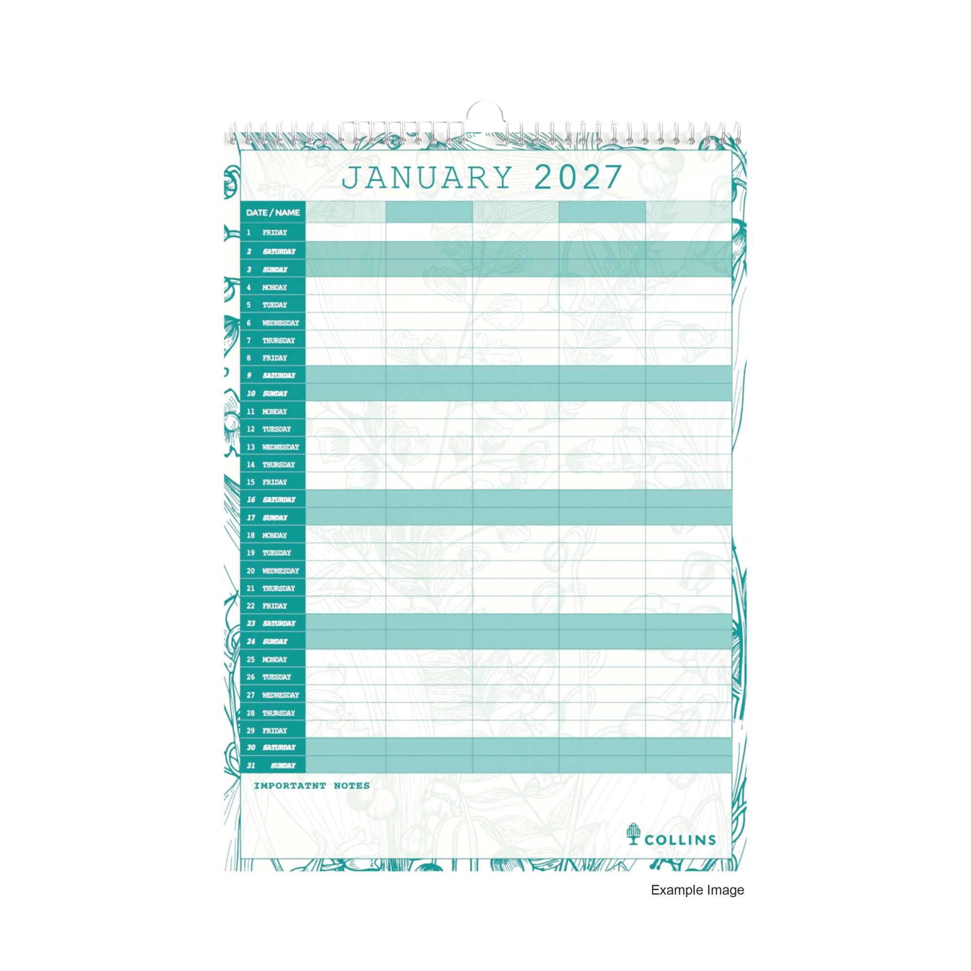 Collins Tara Wall Calendar Month To View A3 2027 TAFC135.27