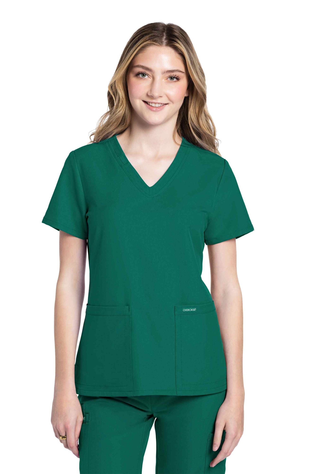Cherokee Originals Ultra Womens V-neck Top HGrn L C CKE953A/HUNT/L
