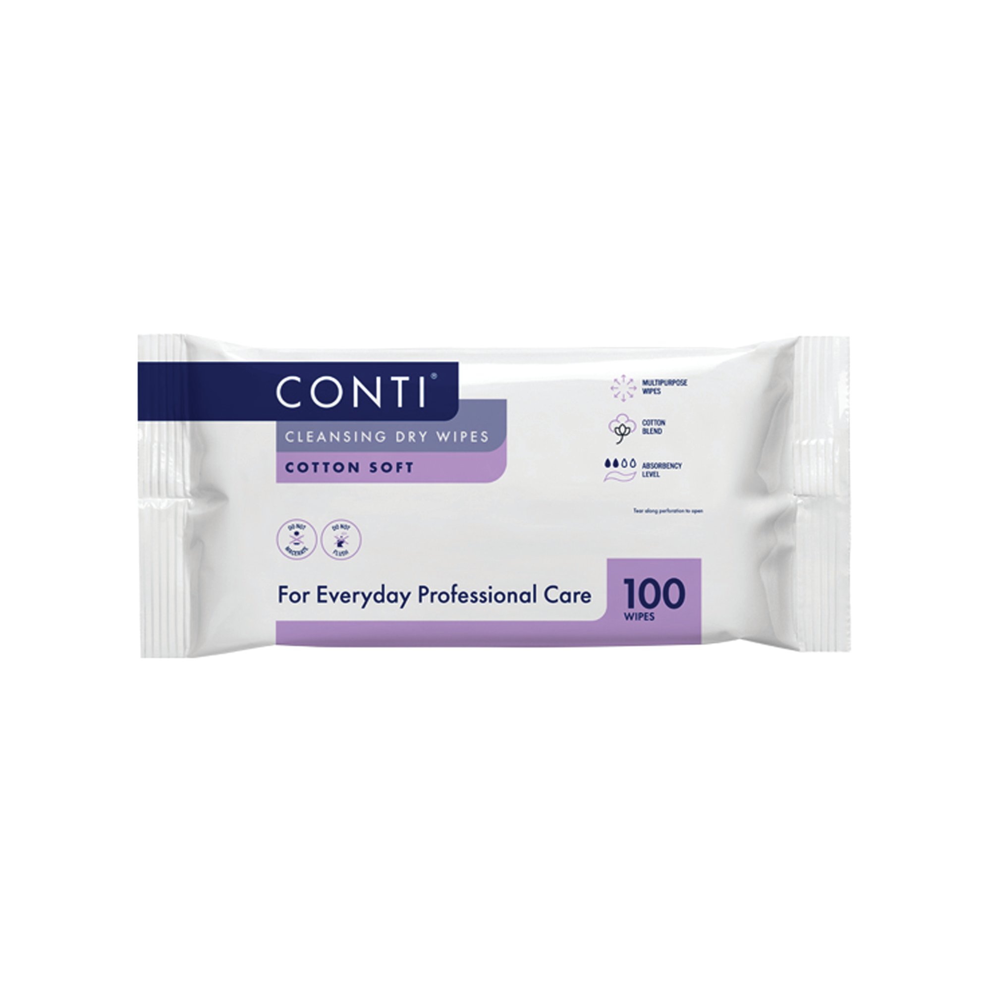 Conti Cleansing Dry Wipes Cotton Soft Large 100Wipes Pack of 20 CPV110