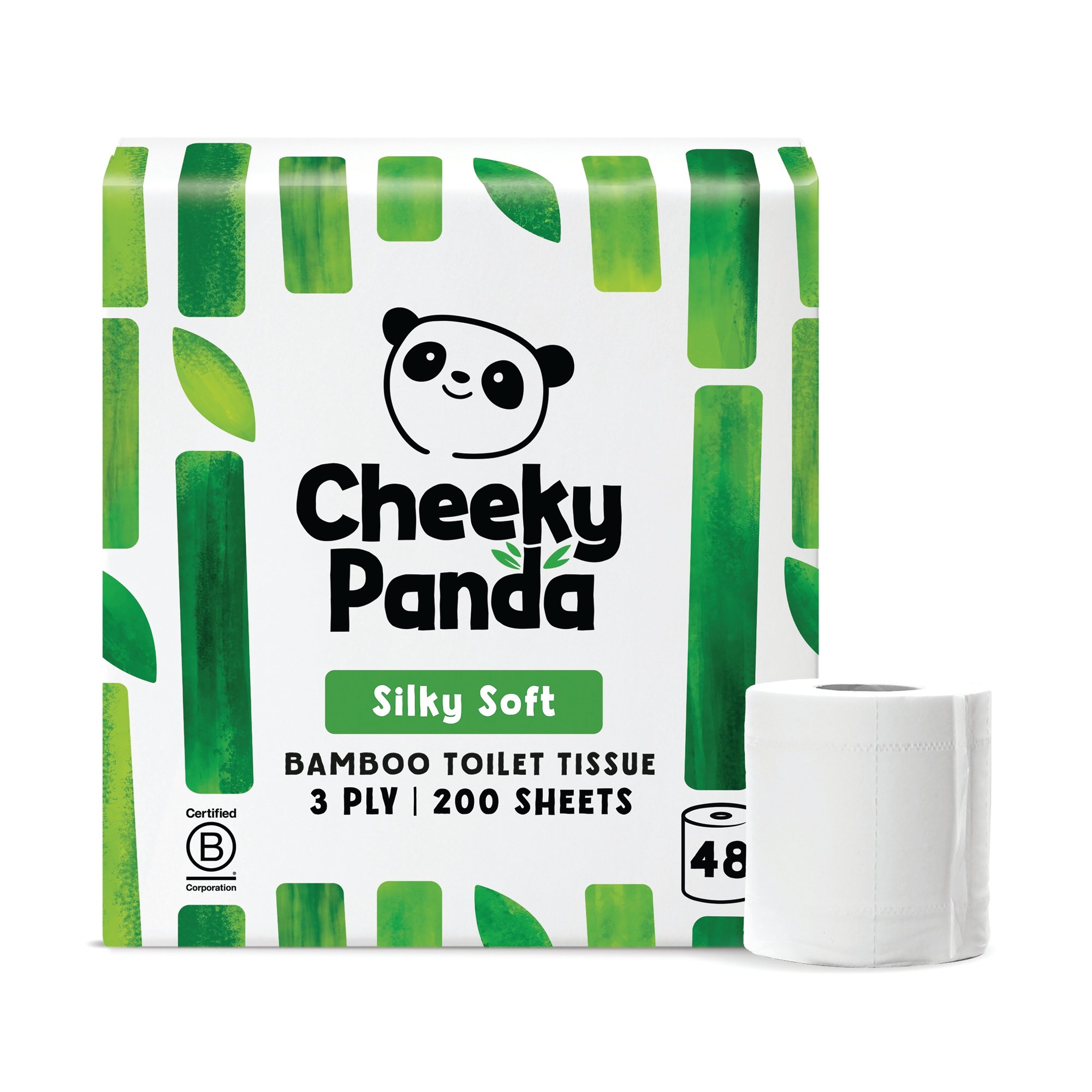Cheeky Panda 3-Ply Toilet Tissue 200 Sheets Plastic Free (Pack of 48) PFTOILT48