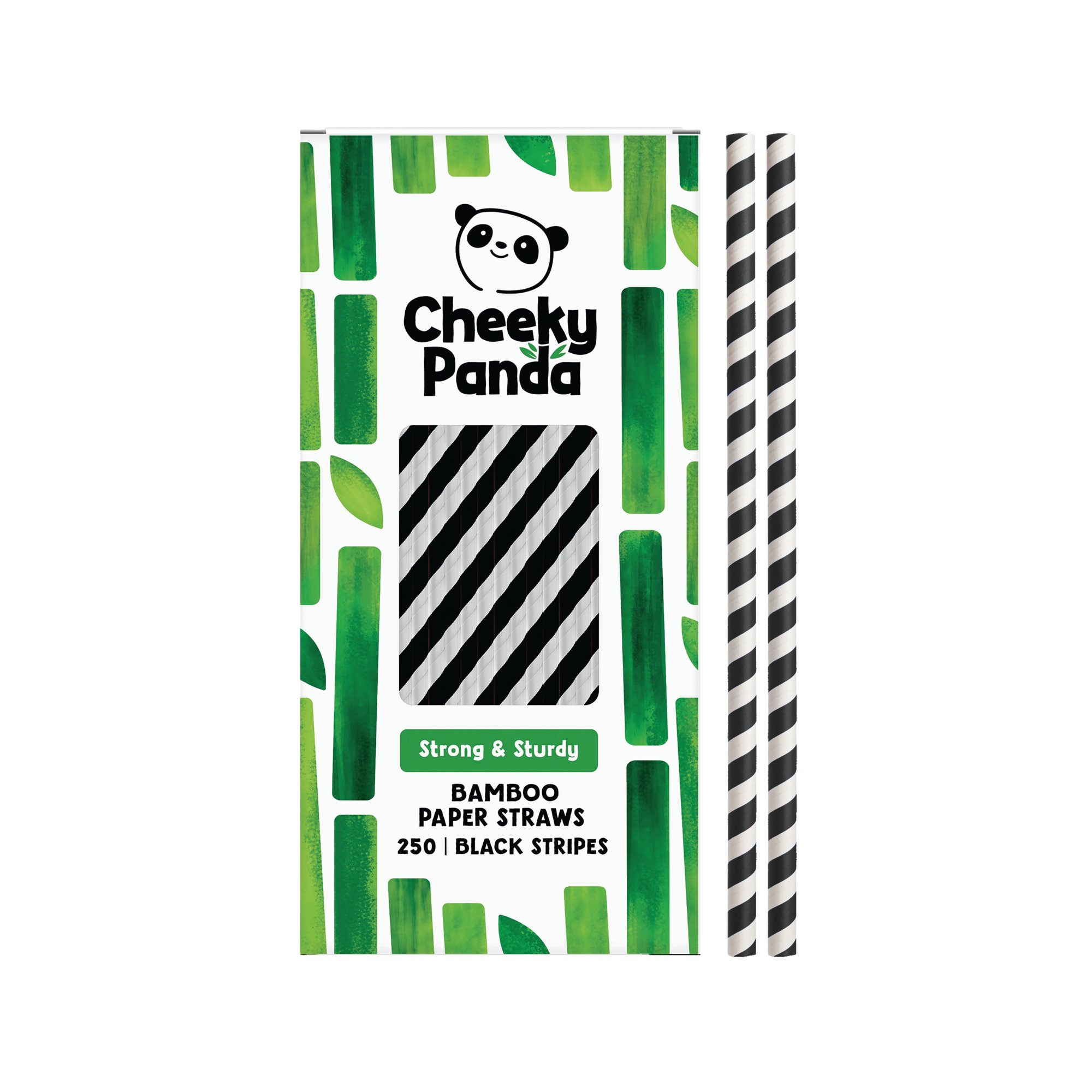 Cheeky Panda Bamboo Paper Straw Black Stripes (Pack of 250) 0111129