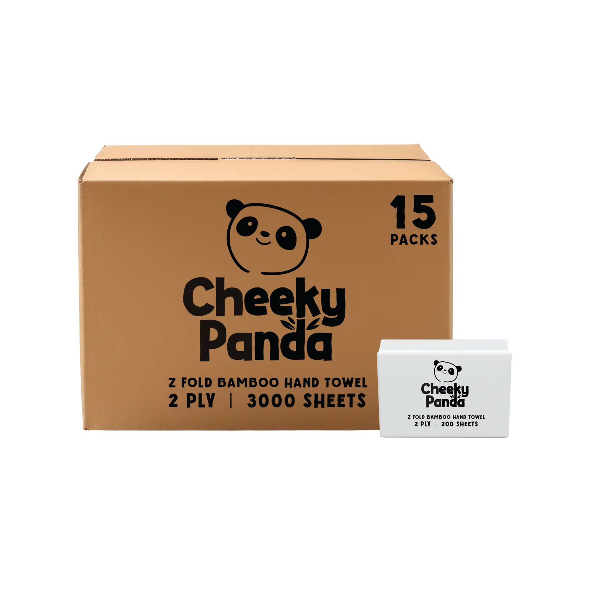 Cheeky Panda Z-Fold 2-Ply Bamboo Hand Towel 200 Towels per Pack (Pack of 15) ZHANDTW15