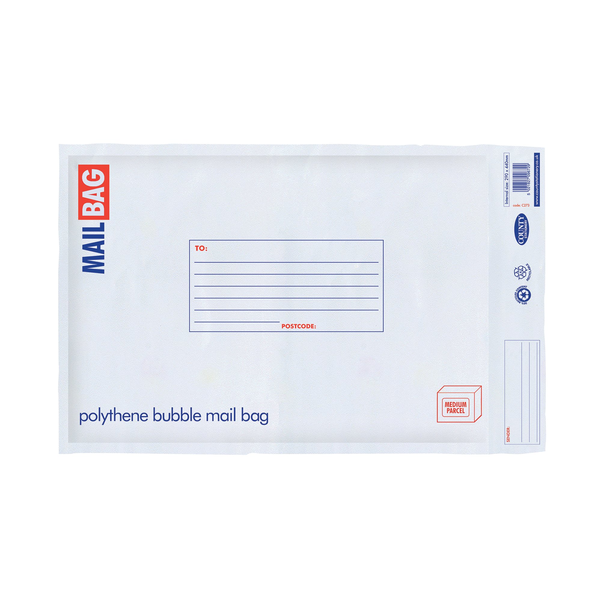 County Stationery Poly Bubble Envelopes Large 290x440mm (Pack of 10) C273