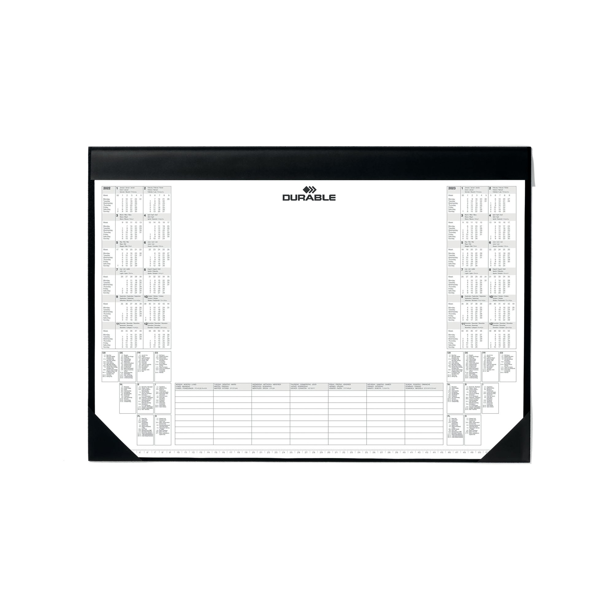 Durable Clear Overlay Calendar Desk Mat 65x52cm Black 7291/01