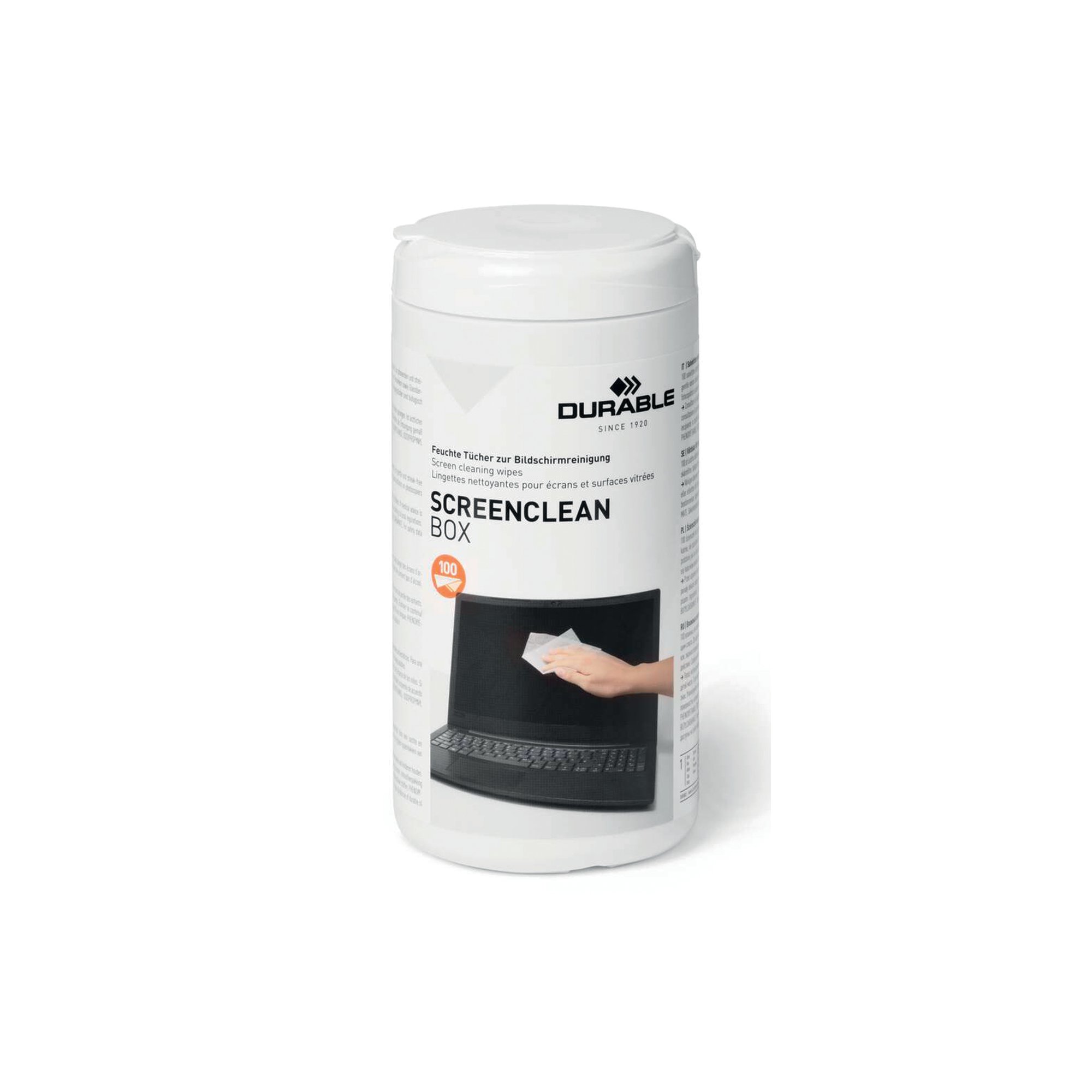 Durable Screenclean Box Wet Wipes Bio-degradable White (Pack of 100) 573602
