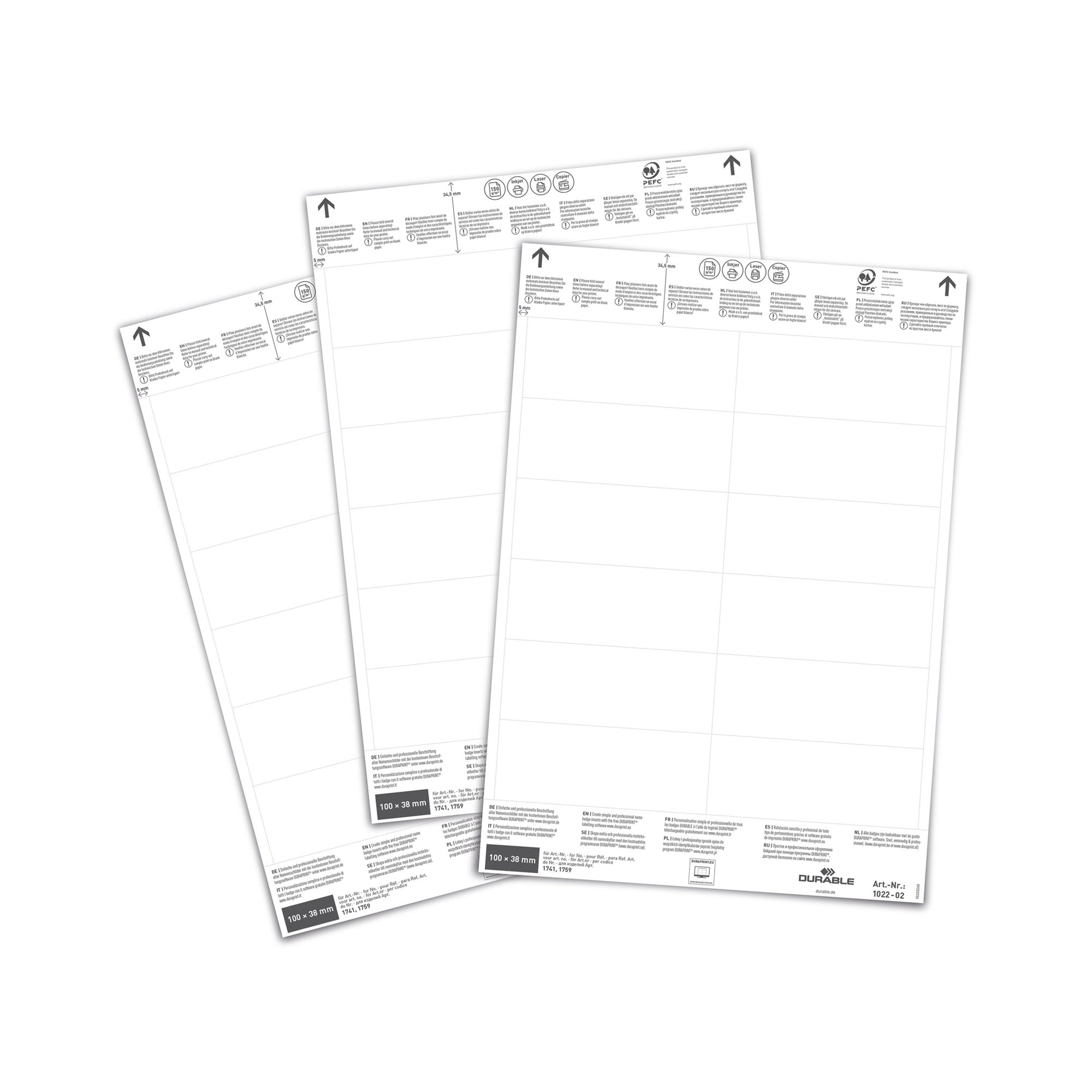 Durable Insert Sheets 100x38mm White (Pack of 240) 102202