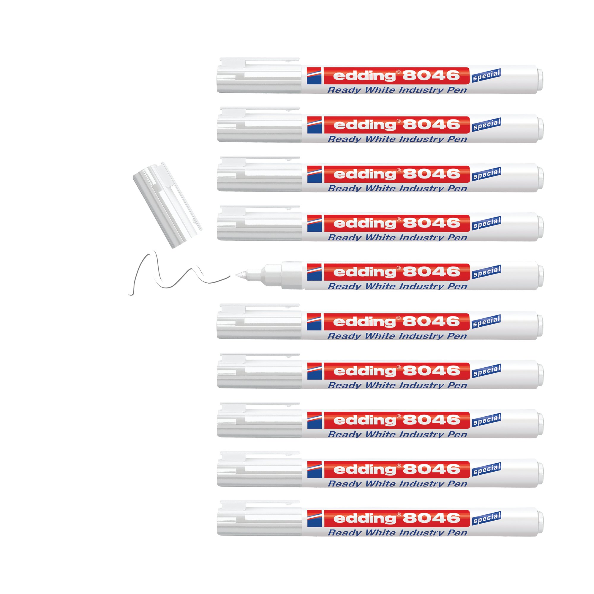 Edding 8046 Ready White Industry Pen Folding Box (Pack of 10) 4-8046049
