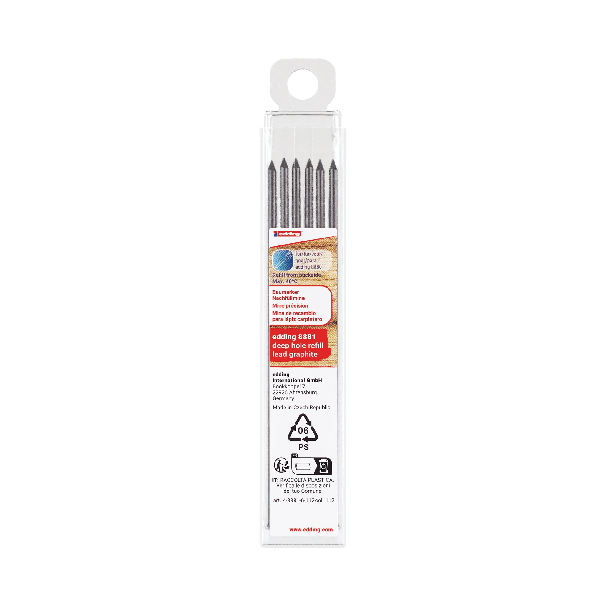 Edding 8881 Deep Hole Refill Lead Graph Pack of 6 4-8881-6-112
