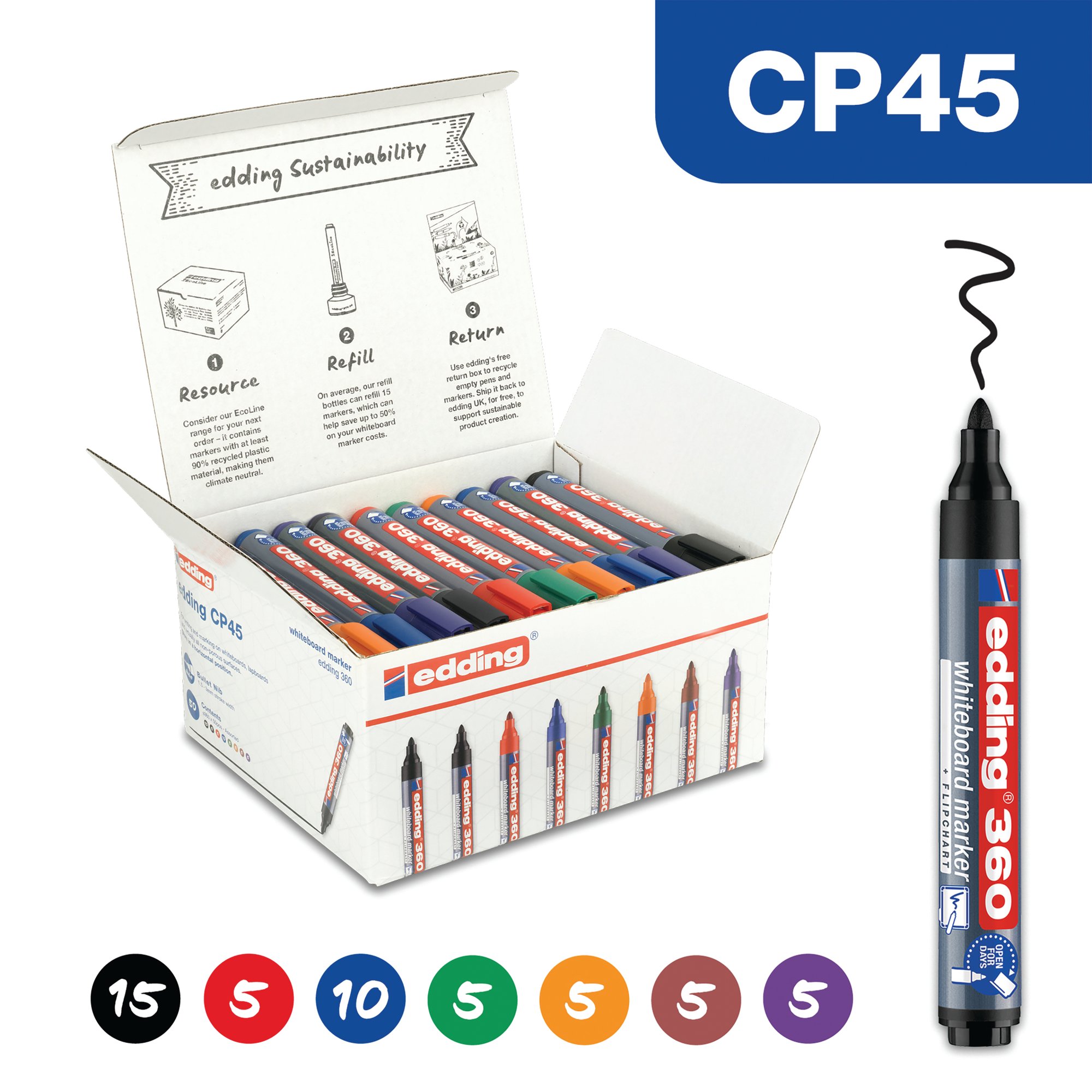 Edding 45 Boardmarker 360 Assorted (Pack of 50) 4-CP45