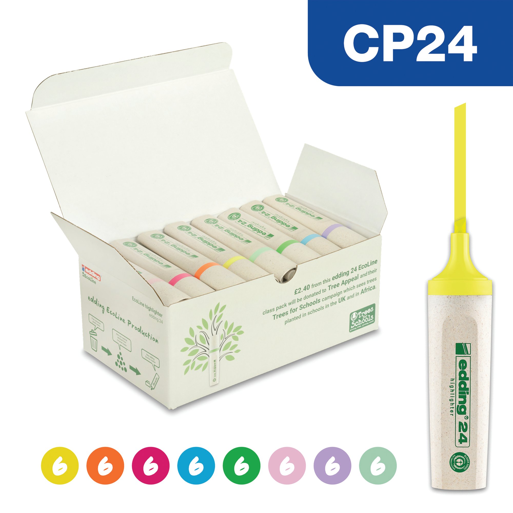 Edding 24 Ecoline Water-Based Highlighter Assorted (Pack of 48) 4-CP24
