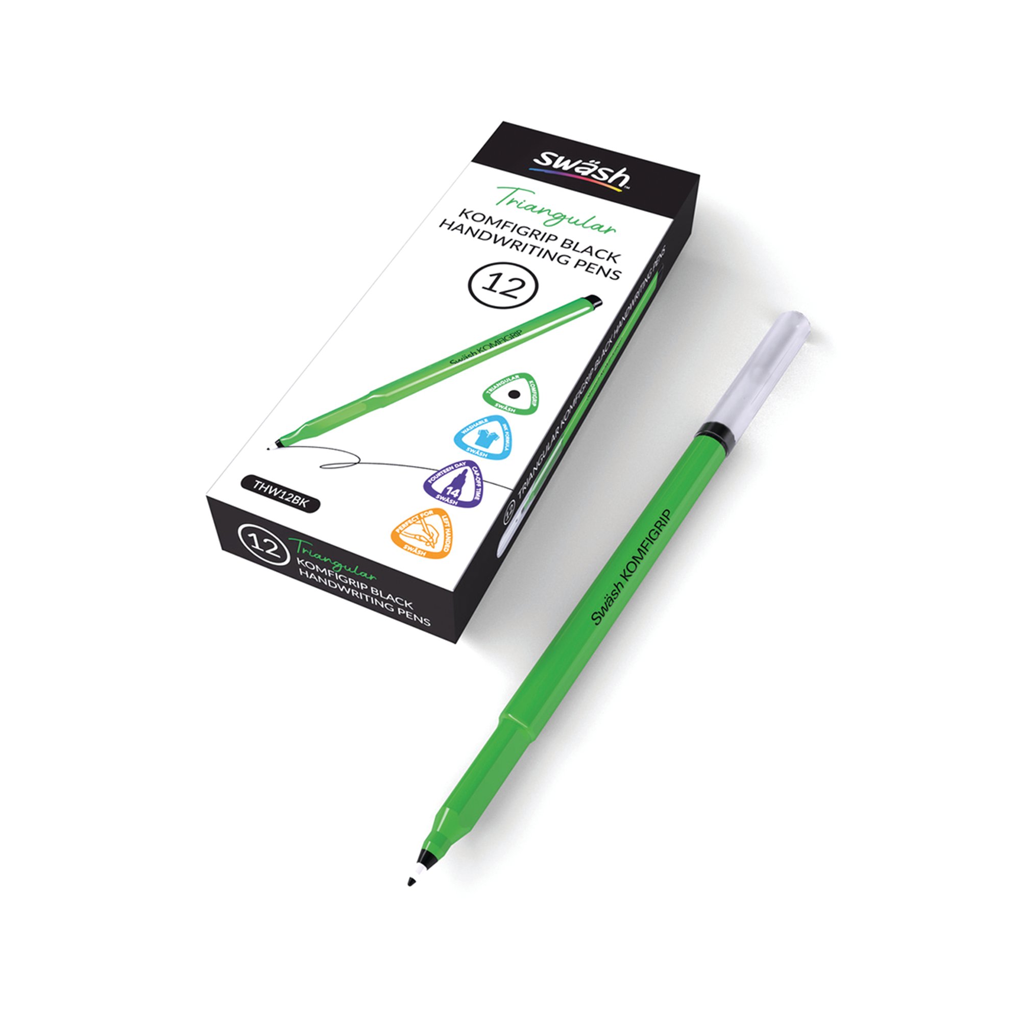 Swash KOMFIGRIP Handwriting Pen Black (Pack of 12) THW12BK