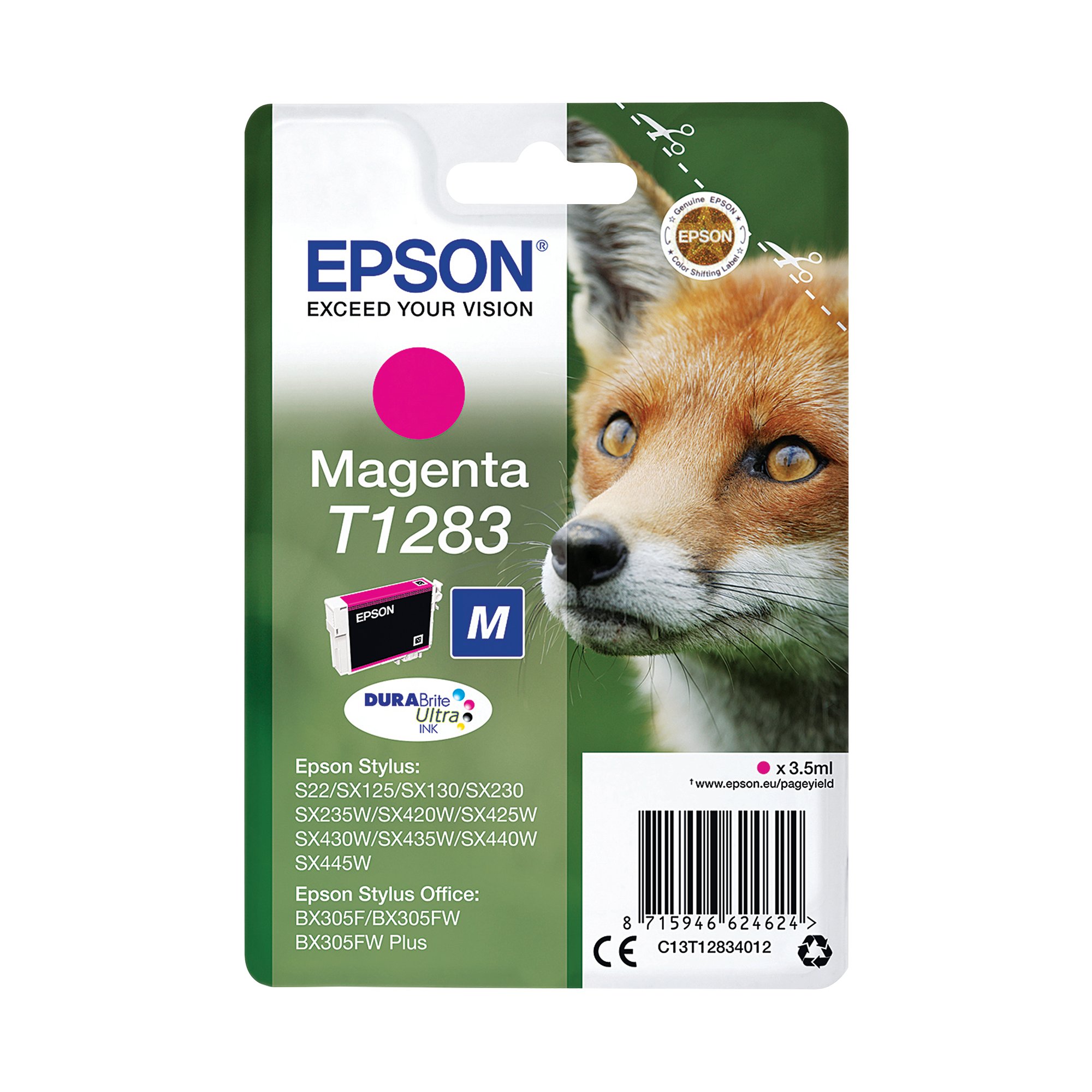 Epson T1283 Fox DURABrite Ultra Ink Cartridge Magenta C13T12834012