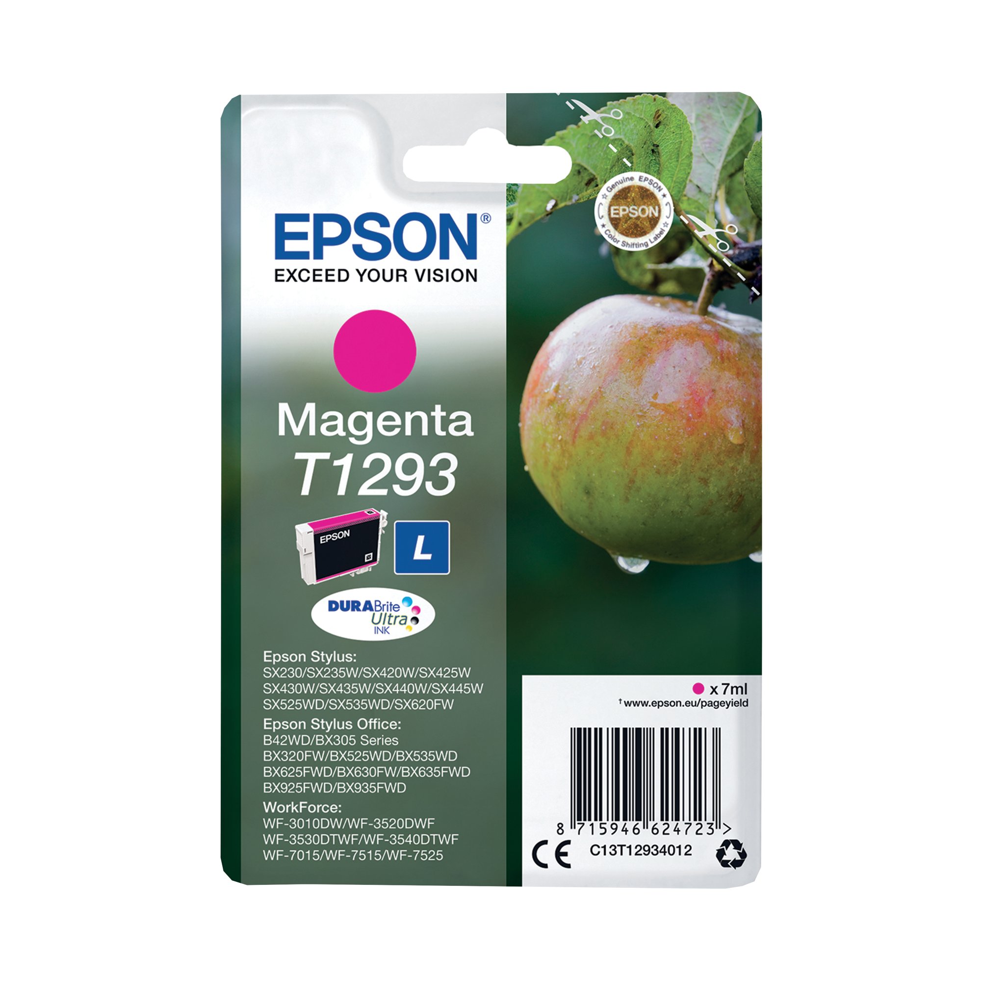 Epson T1293 Apple DURABrite Ultra Ink Cartridge Magenta C13T12934012