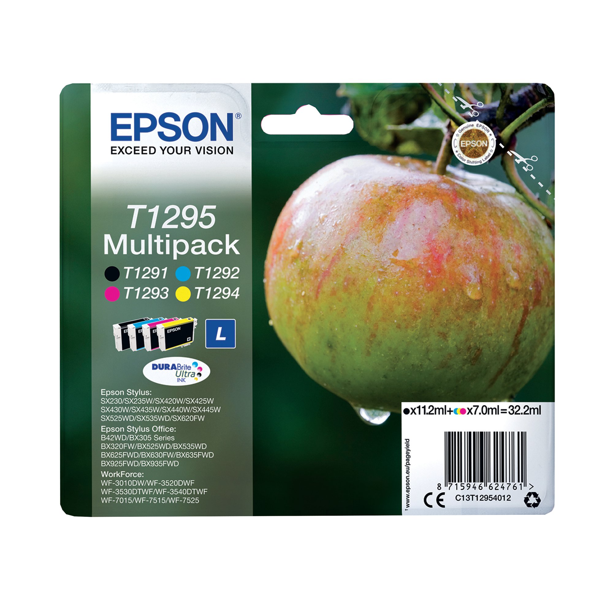 Epson T1295 Apple DURABrite Ultra Ink Cartridge CMYK Multipack C13T12954012