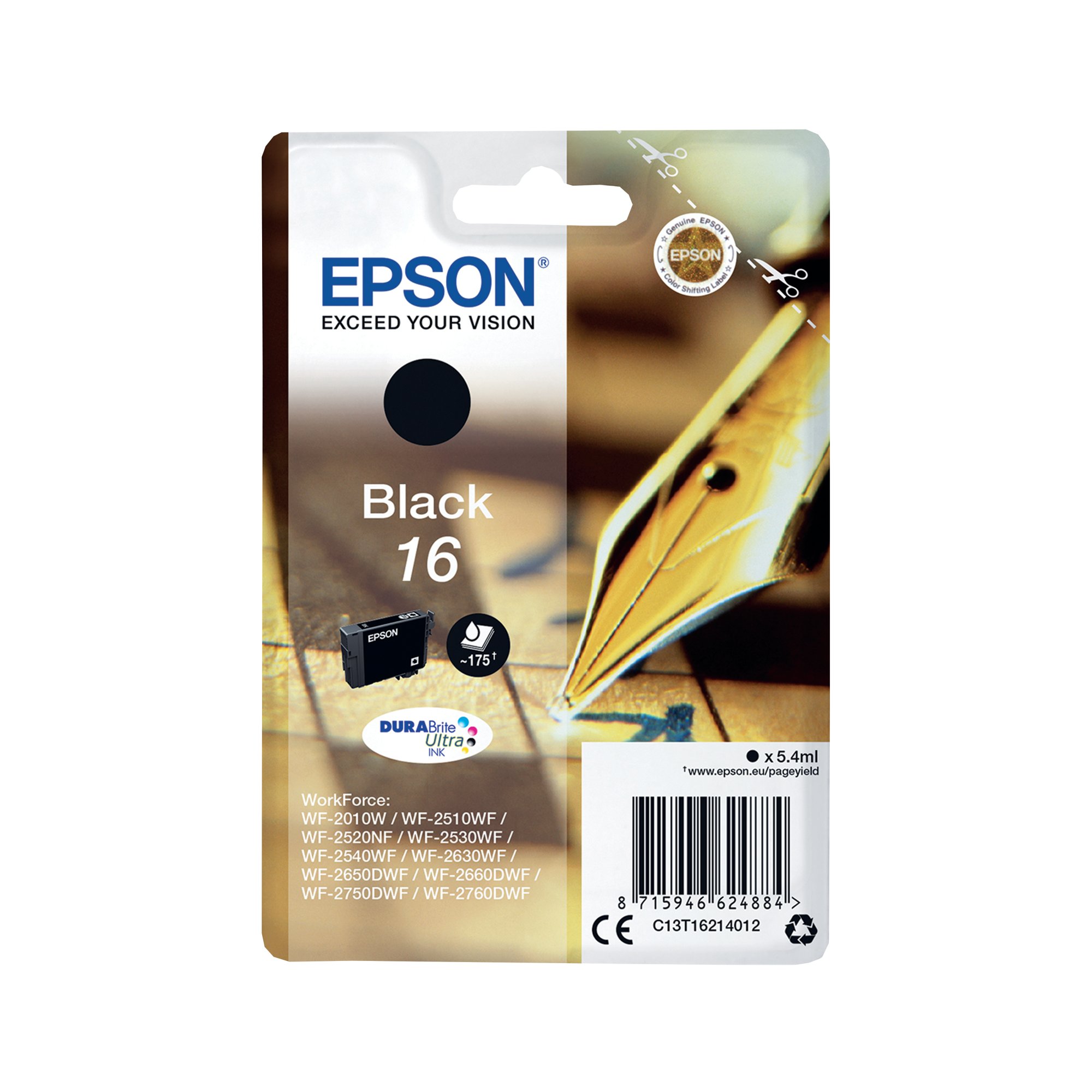 Epson 16 Pen and Crossword DURABrite Ultra Ink Cartridge Black C13T16214012