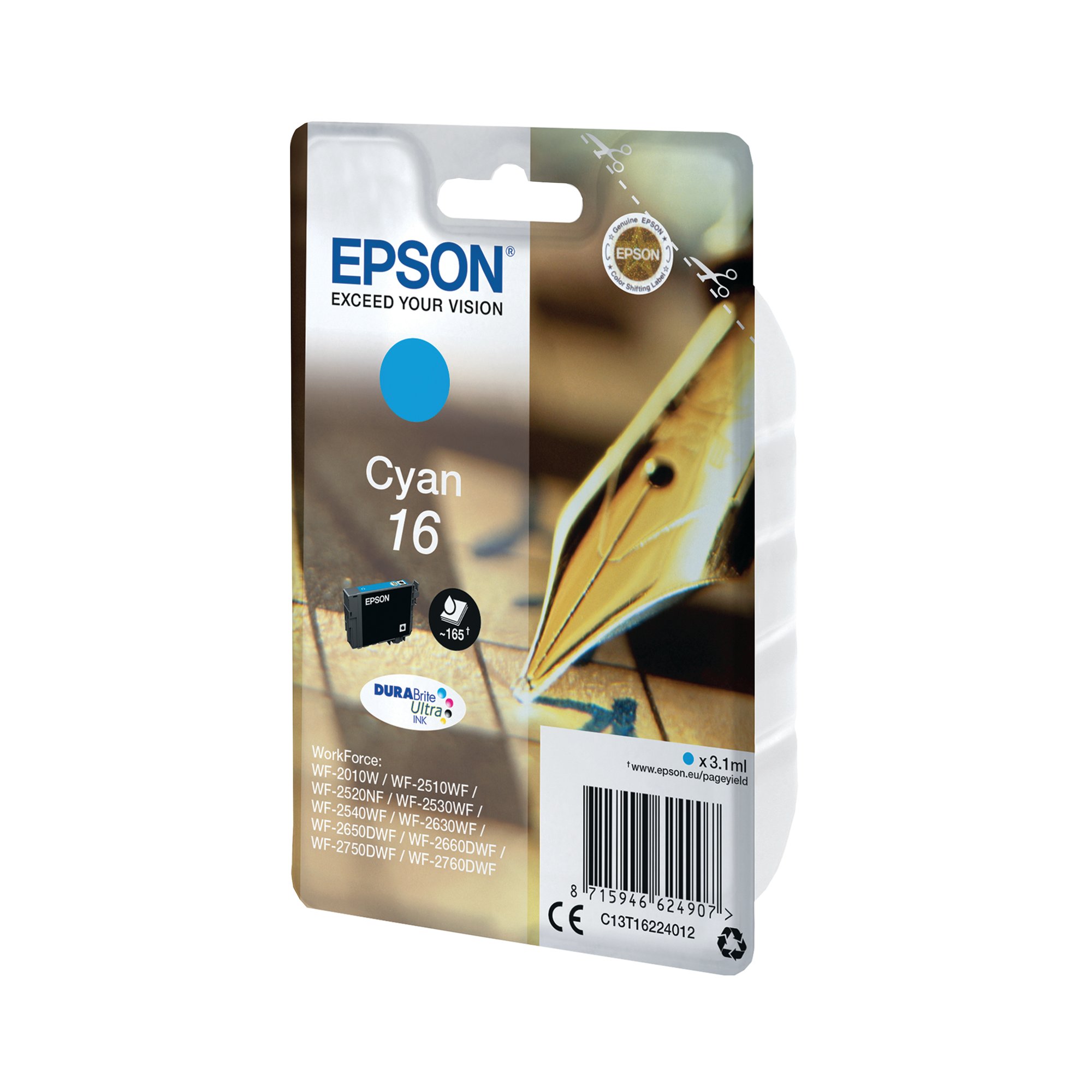 Epson 16 Pen and Crossword DURABrite Ultra Ink Cartridge Cyan C13T16224012