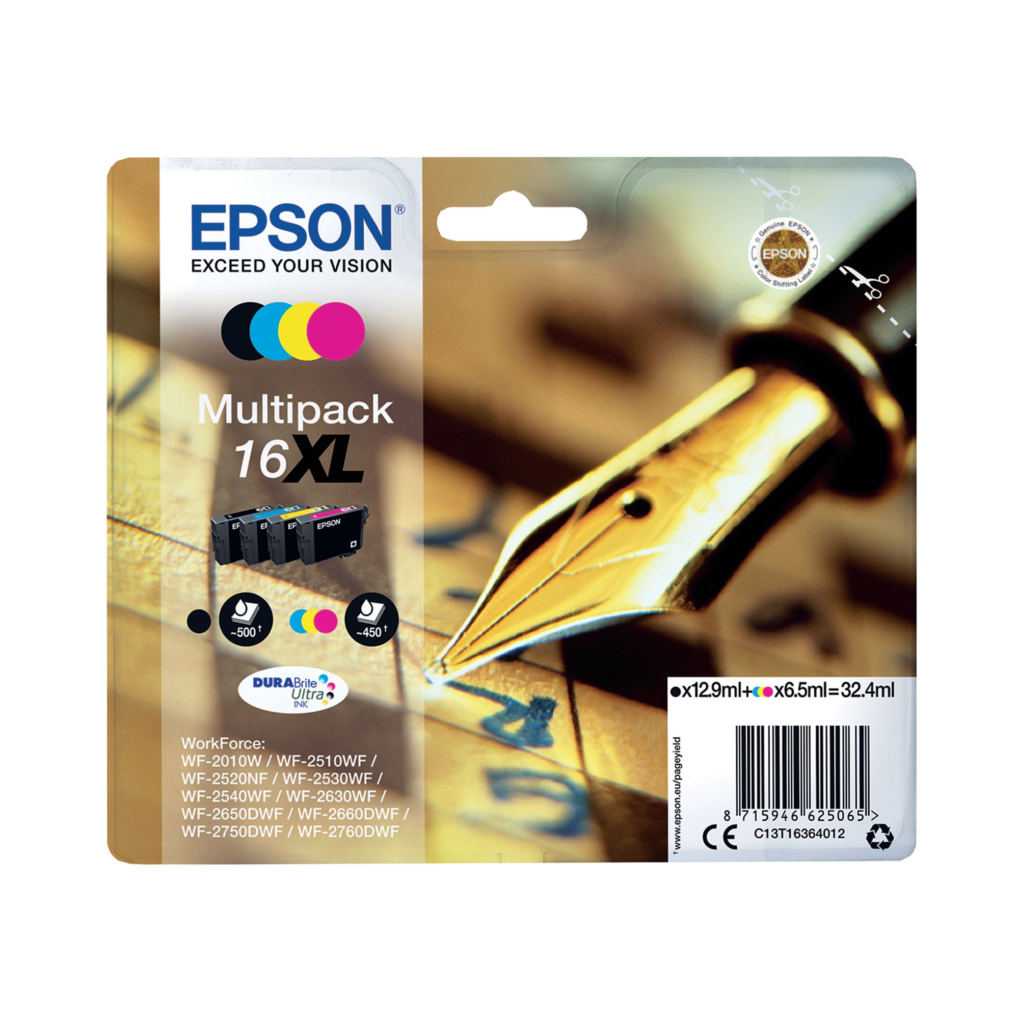 Epson 16XL Pen and Crossword DURABrite Ultra Ink Cartridge High Yield CMYK Multipack C13T16364012