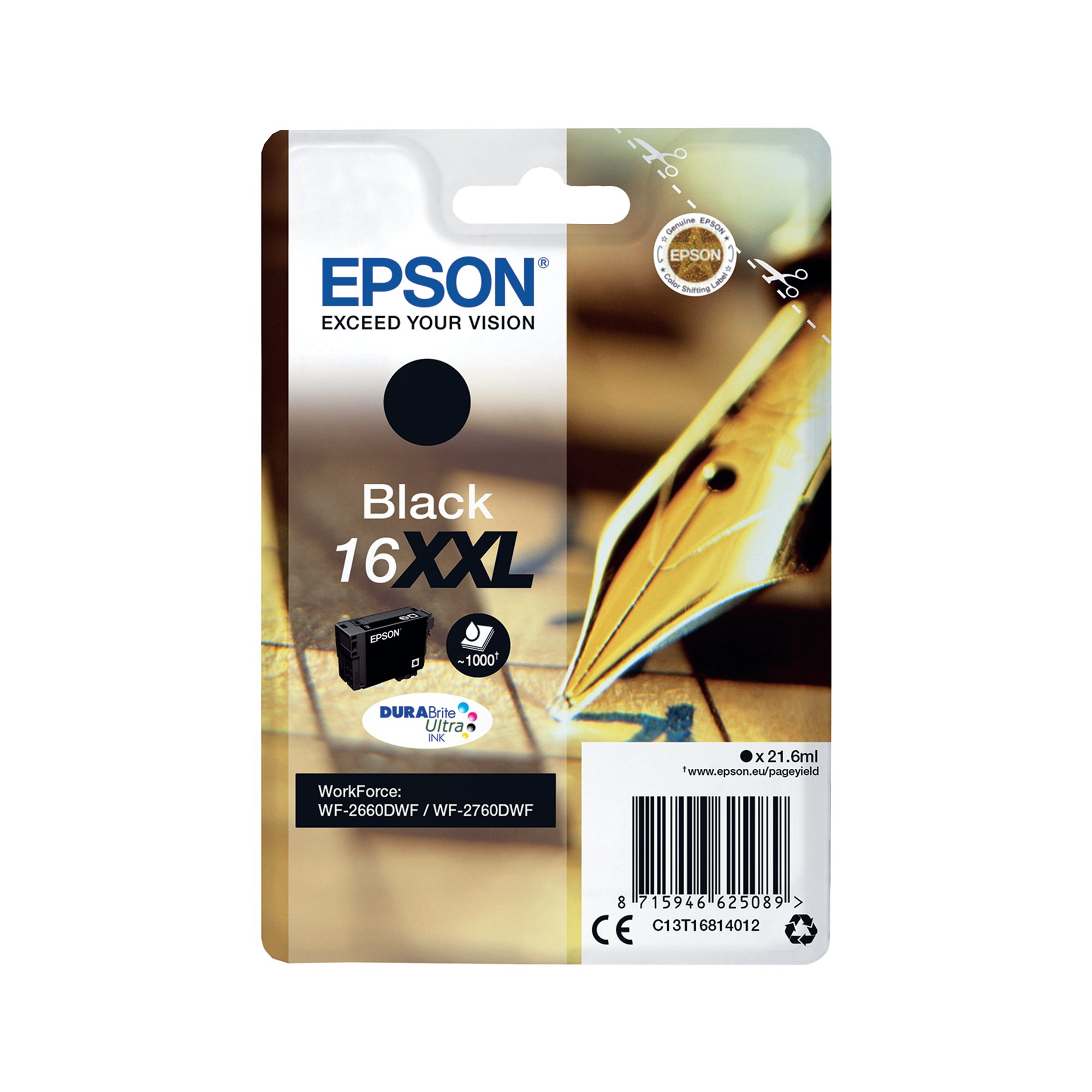 Epson 16XXL Pen and Crossword DURABrite Ultra Ink Cartridge Extra High Yield Black C13T16814012